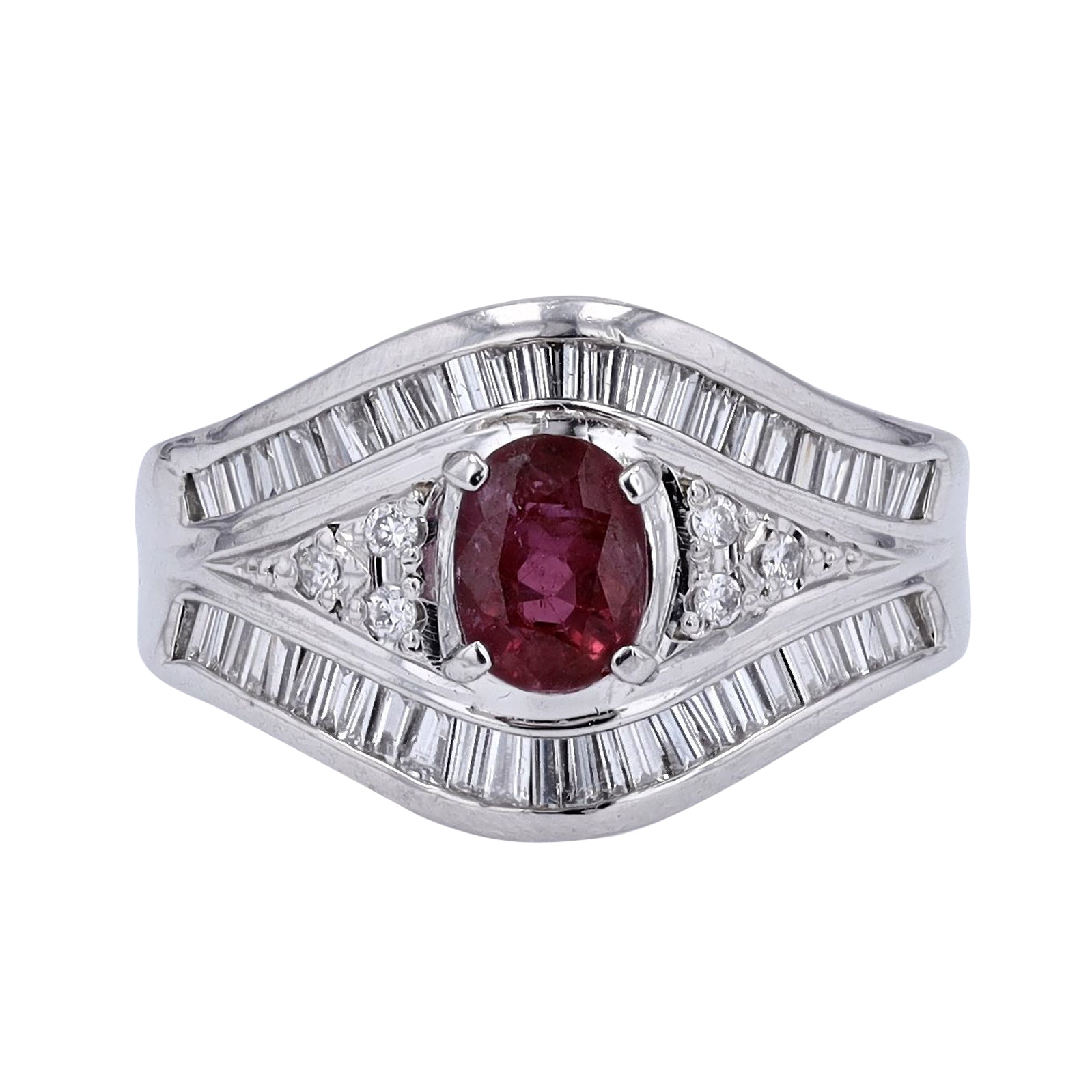 PT900 1.11 CT Oval Ruby Center Ring<p><strong>GIA Available</p></strong>