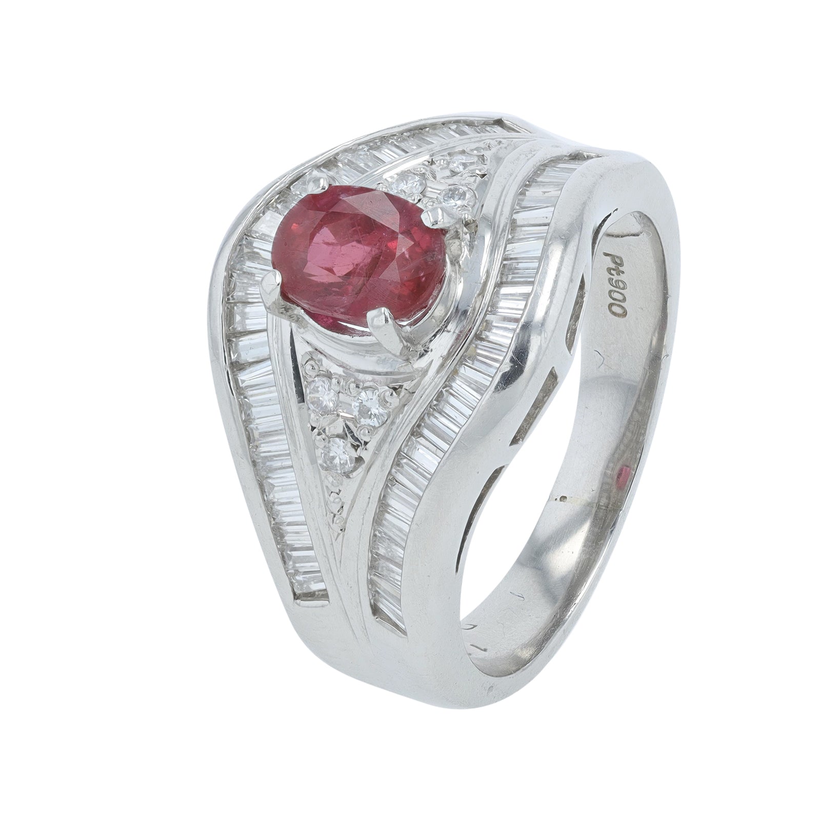 PT900 1.11 CT Oval Ruby Center Ring<p><strong>GIA Available</p></strong>