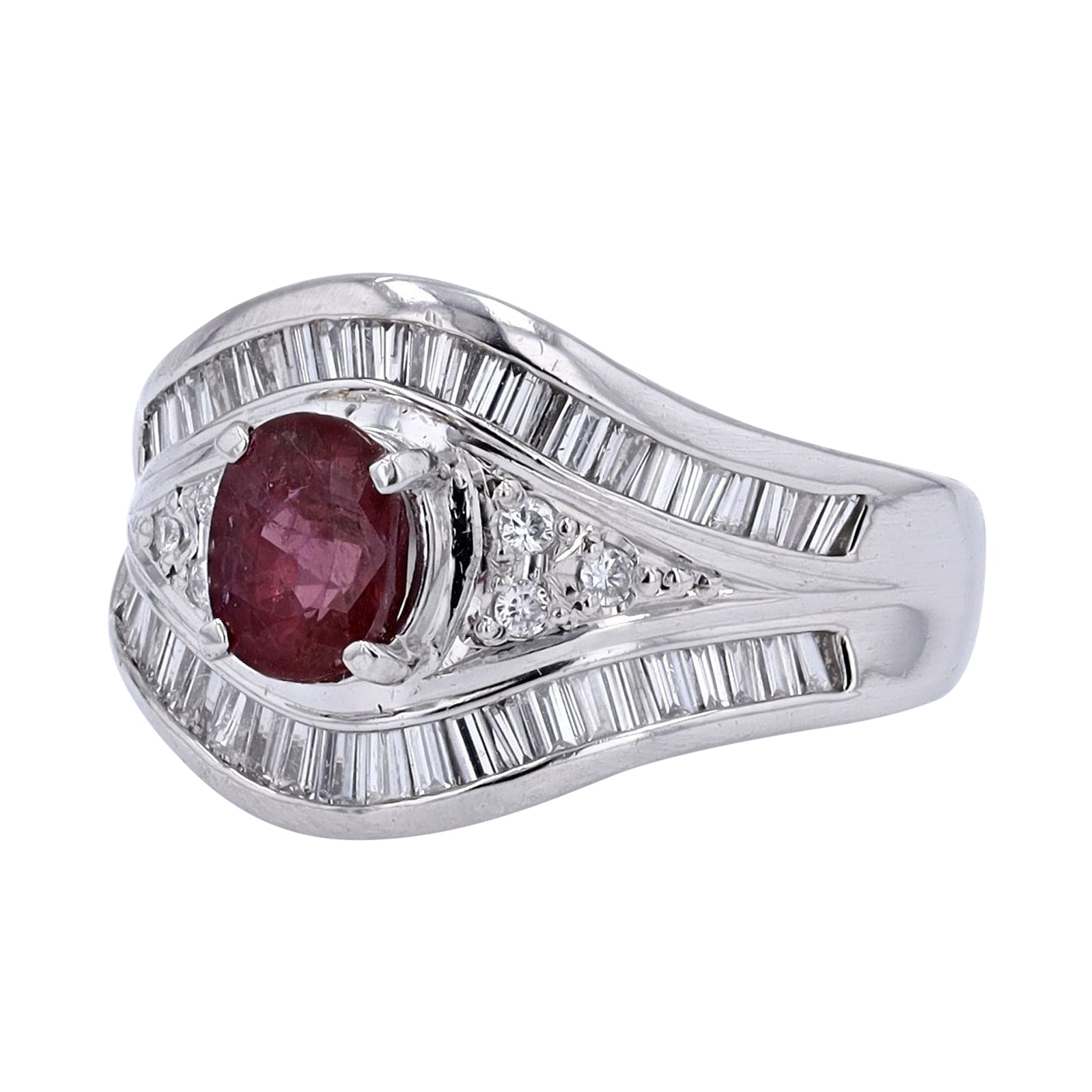 PT900 1.11 CT Oval Ruby Center Ring<p><strong>GIA Available</p></strong>