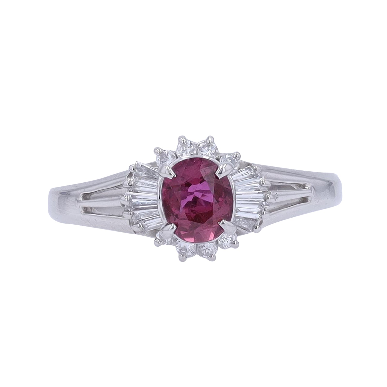 PT900 0.64 CT Ruby Center Ring