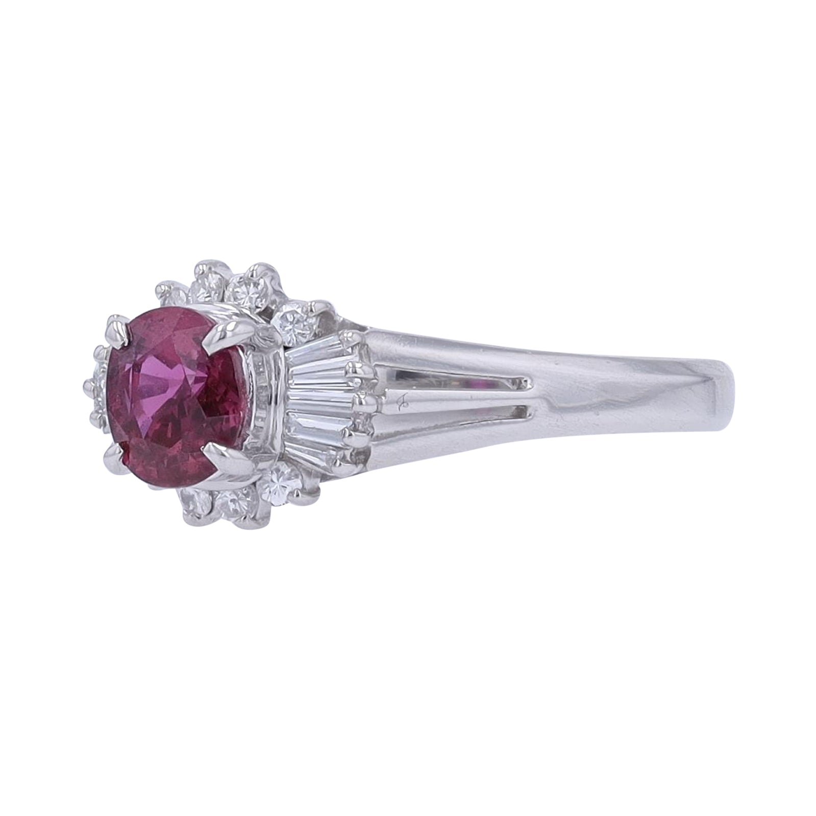 PT900 0.64 CT Ruby Center Ring