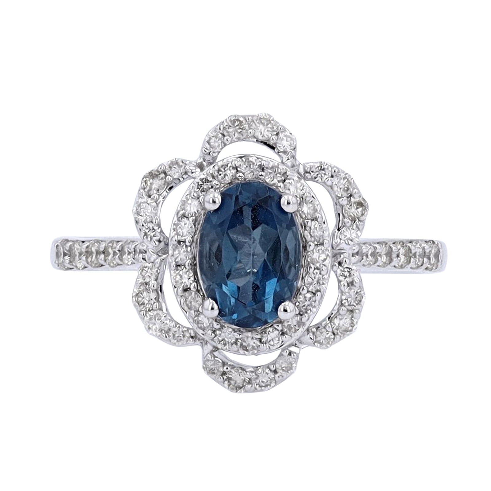 10K Oval Gemstone Flower Ring<p><strong>More Colors Available</p></strong>