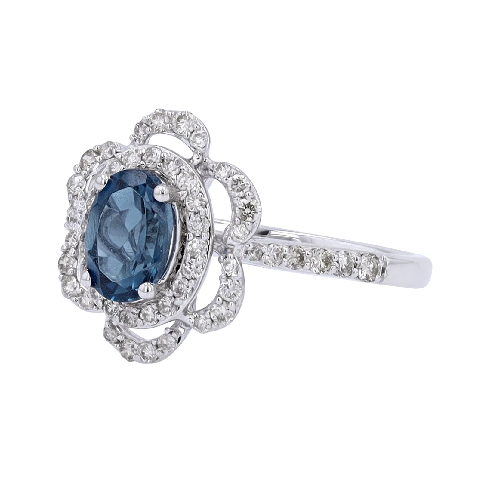 10K Oval Gemstone Flower Ring<p><strong>More Colors Available</p></strong>