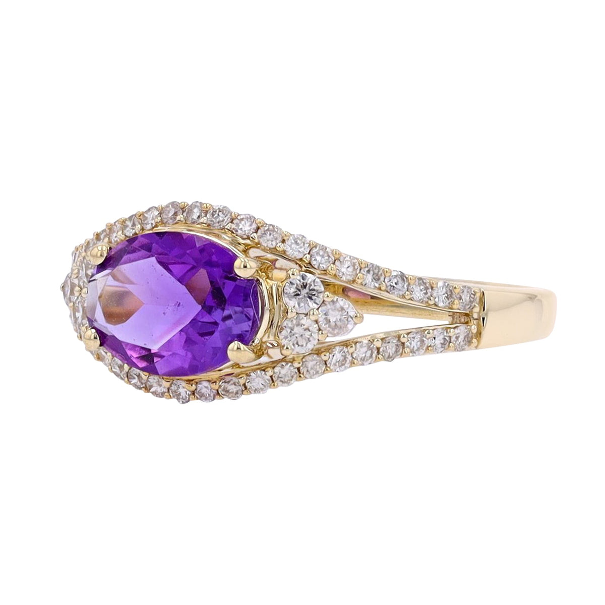 10K YG Amethyst Center Ring