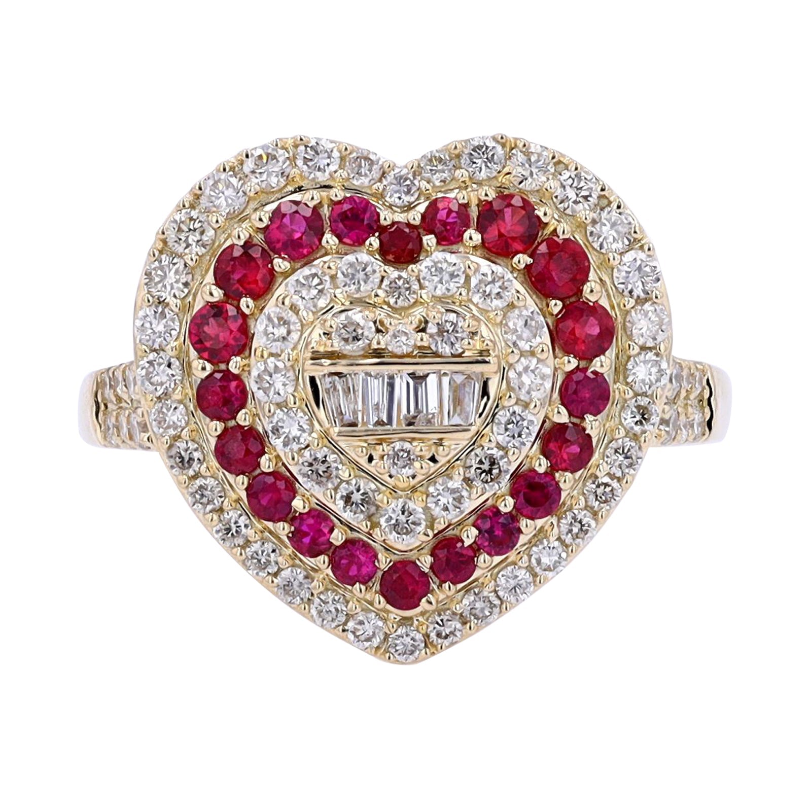 14K YG Ruby & Diamond Heart Ring