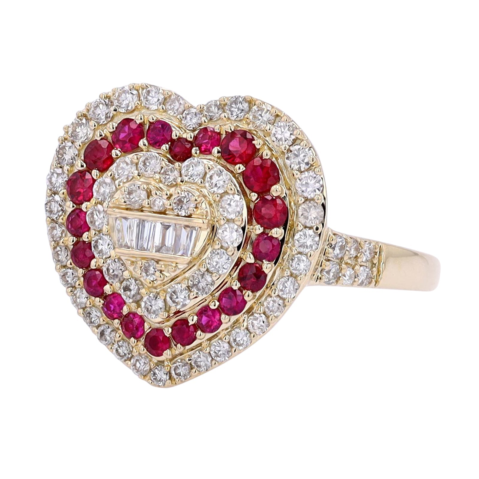 14K YG Ruby & Diamond Heart Ring