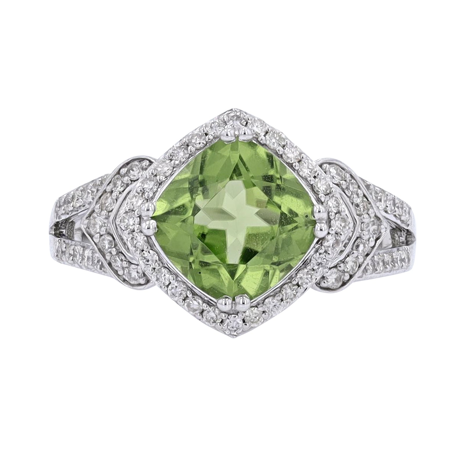 10K WG Peridot Halo Ring