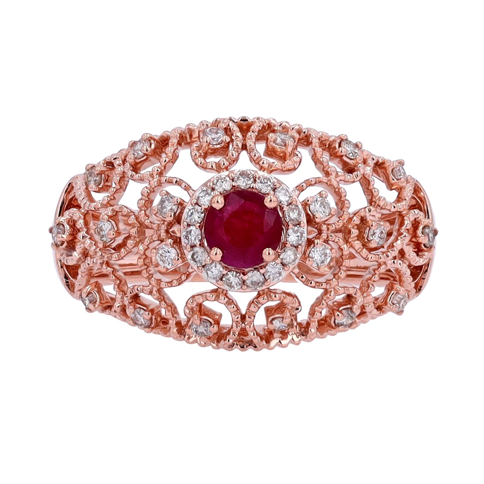 14K RG Filigree Ruby Ring