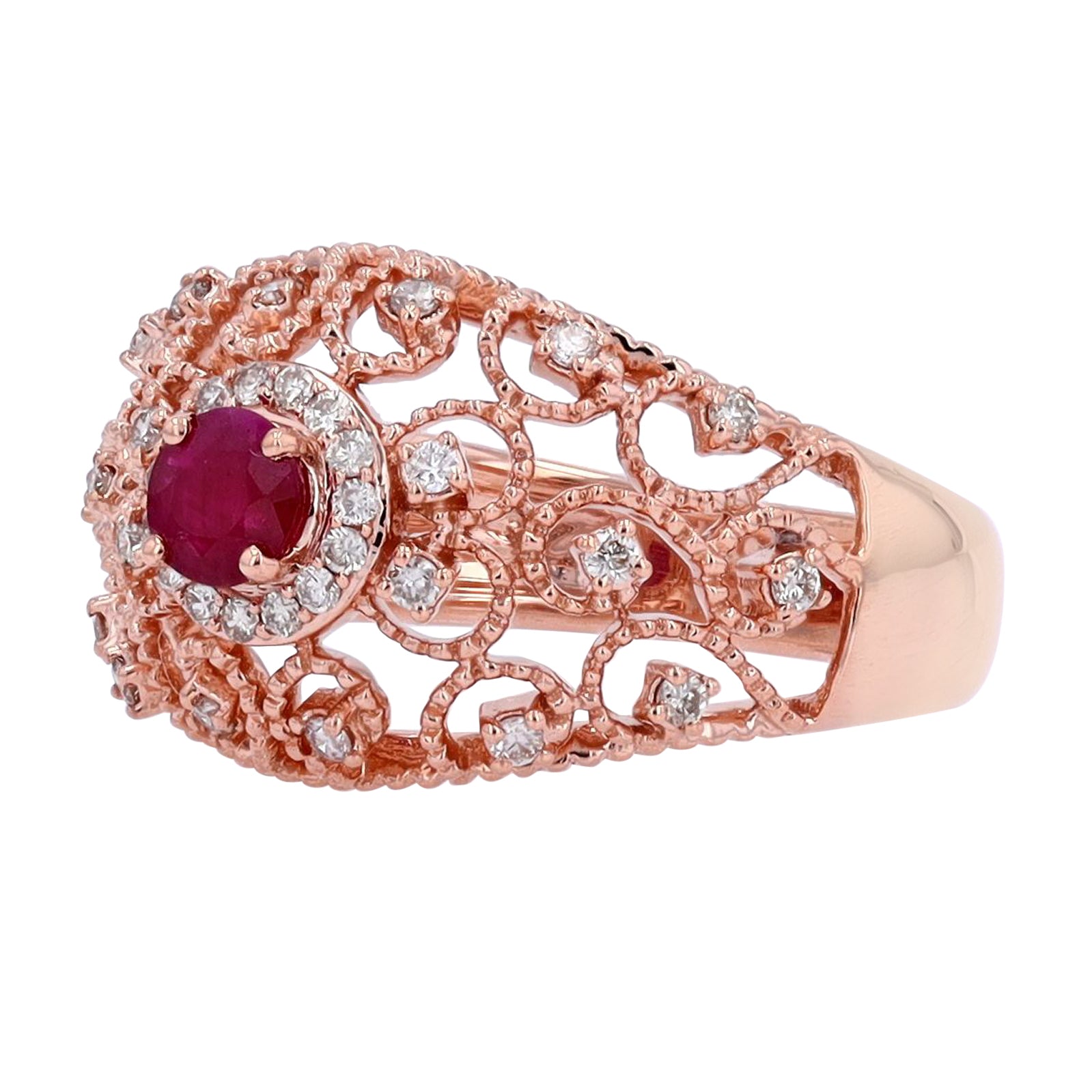 14K RG Filigree Ruby Ring