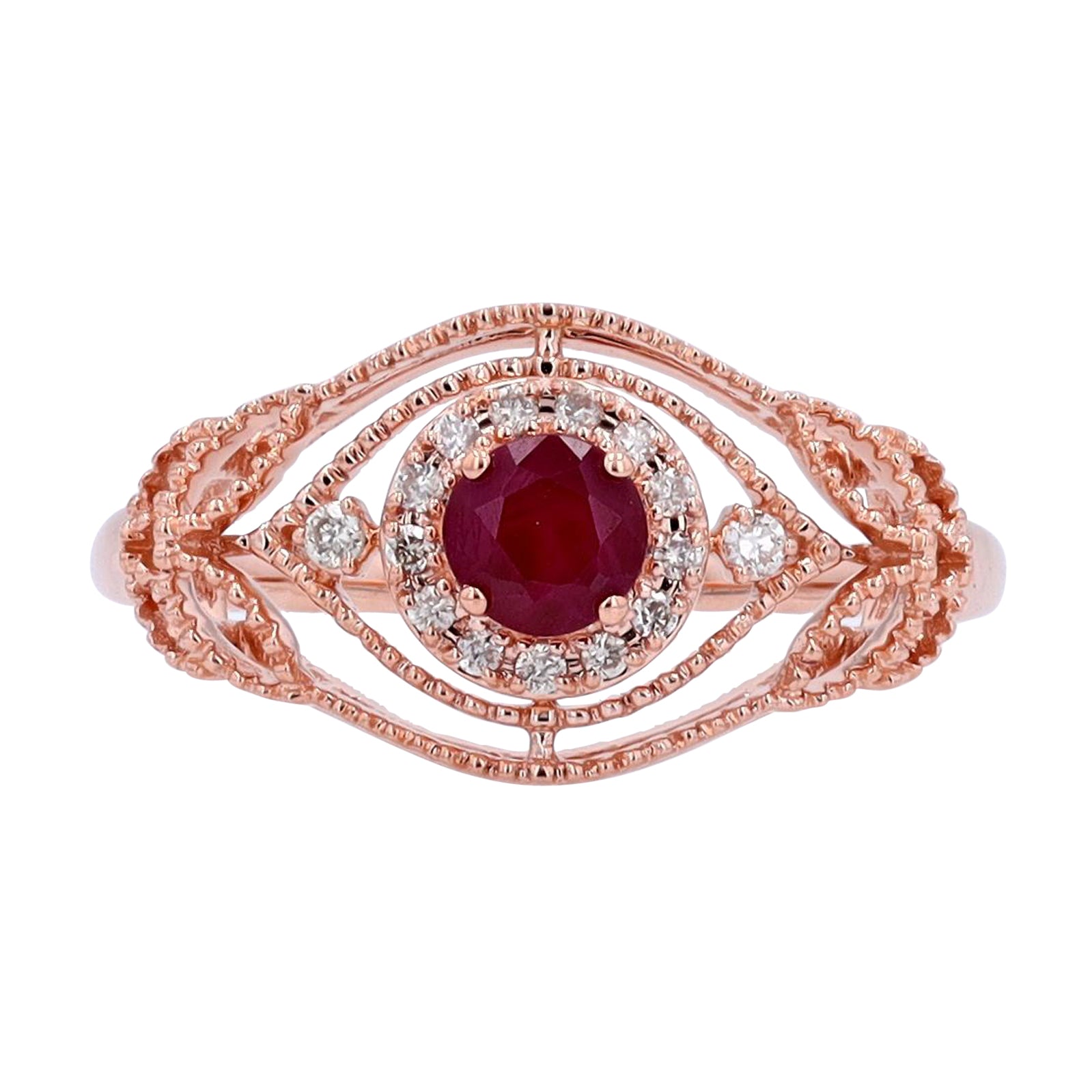 14K RG Ruby Center Ring