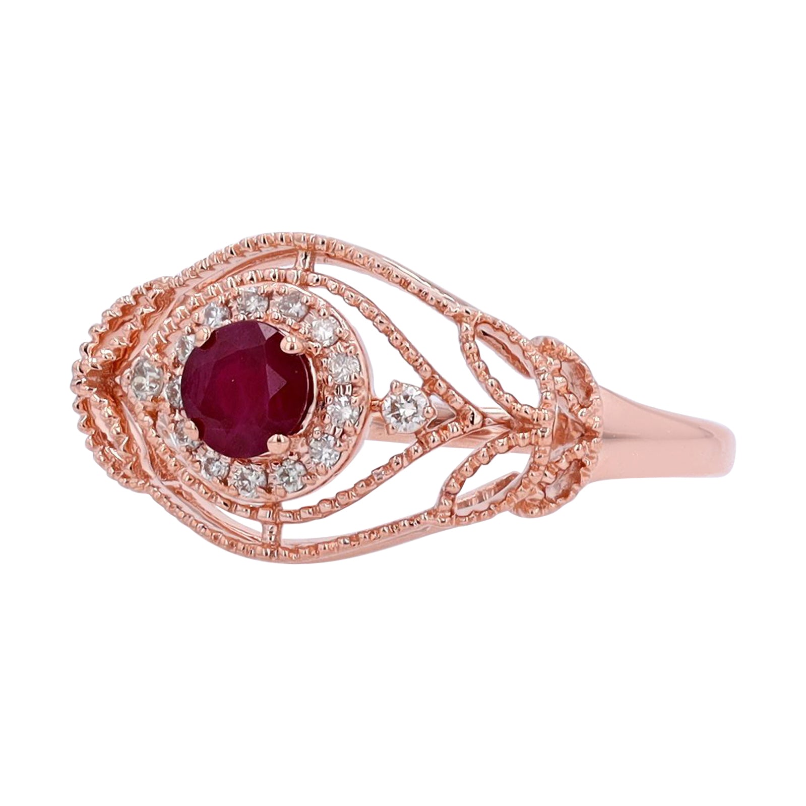 14K RG Ruby Center Ring