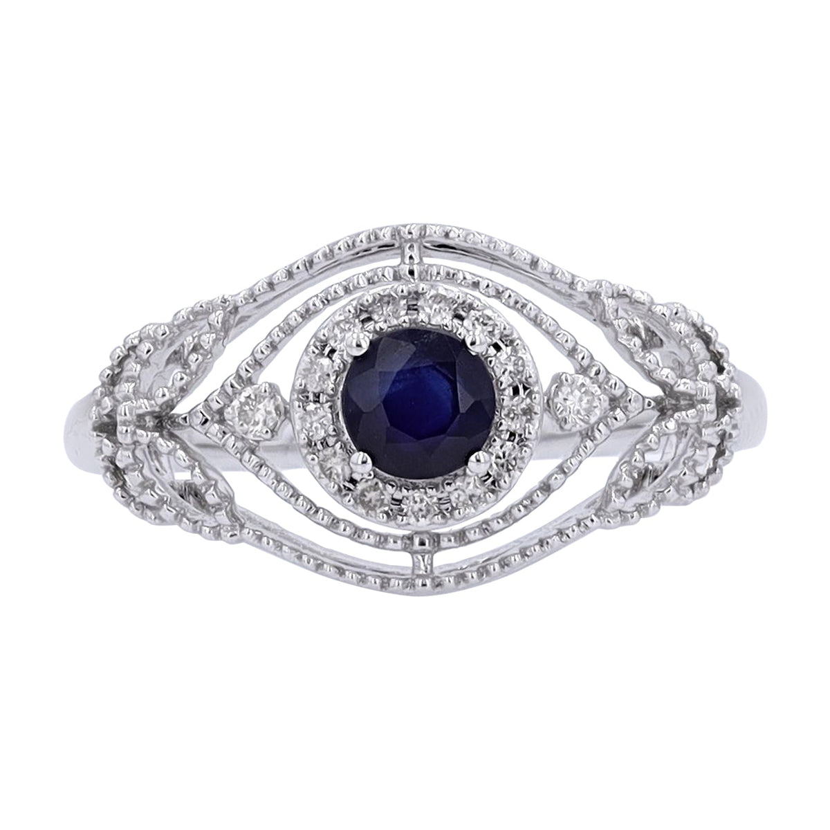 14K WG Sapphire Center Ring