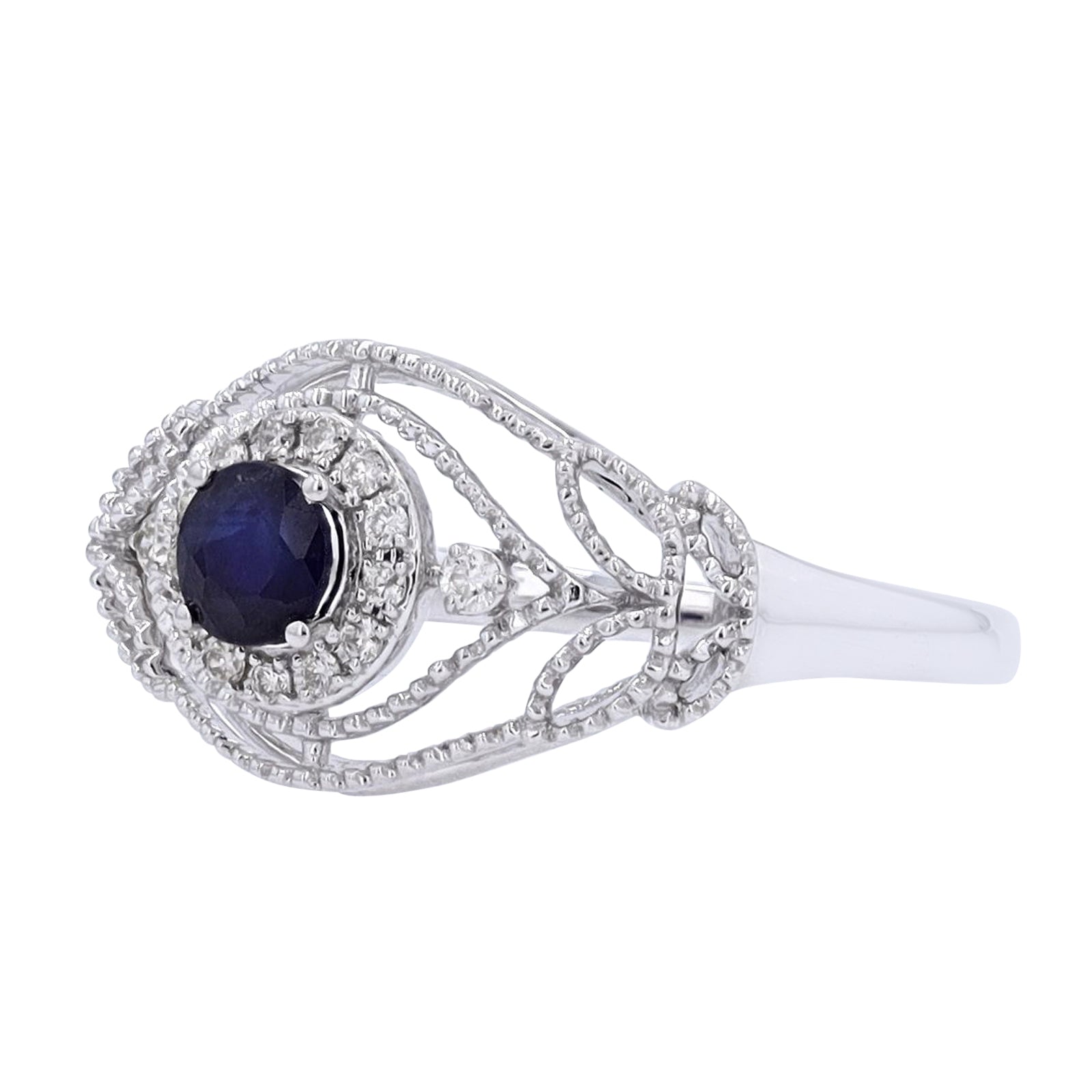 14K WG Sapphire Center Ring
