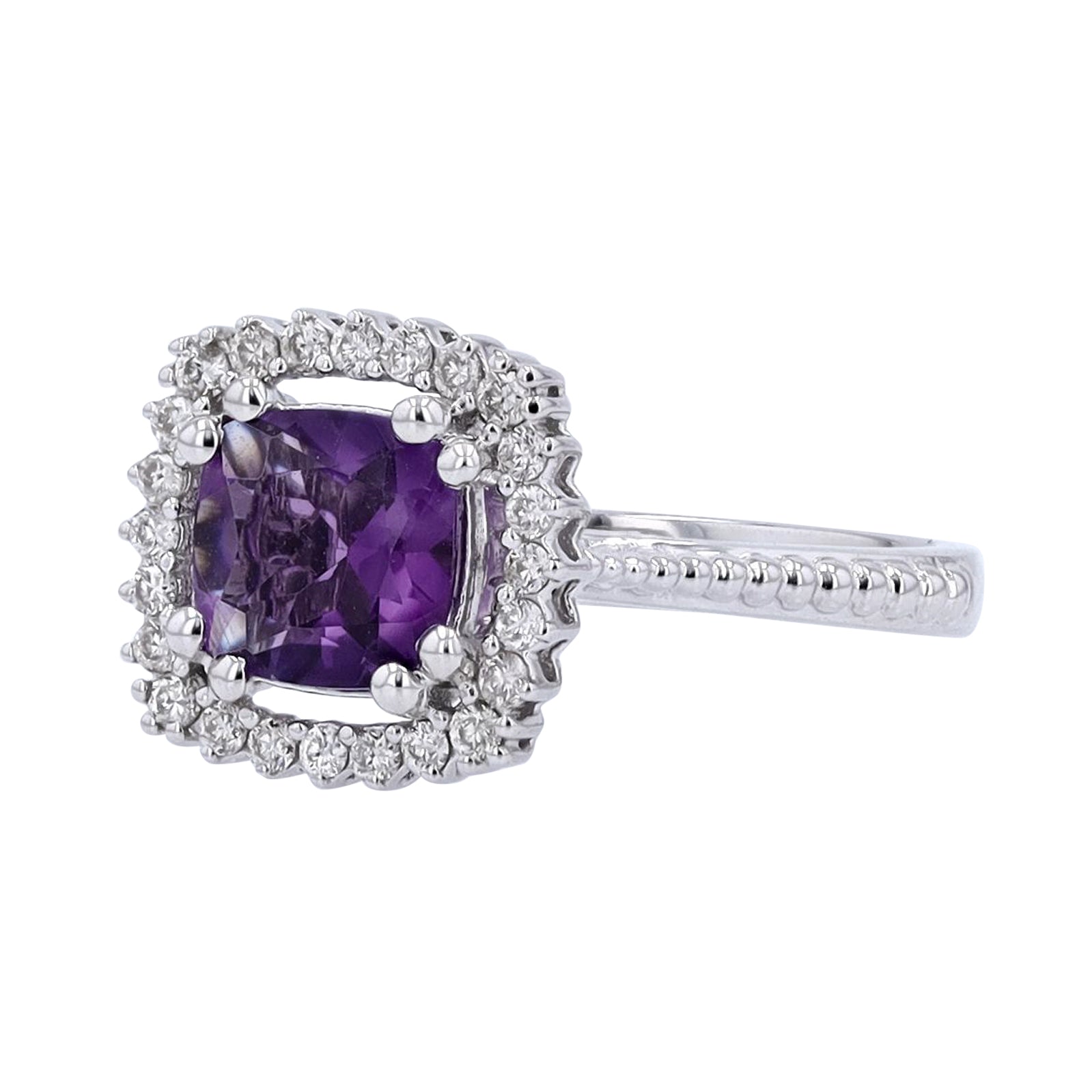 10K WG Gemstone Center Halo Ring<p><strong>More Colors Available</p></strong>
