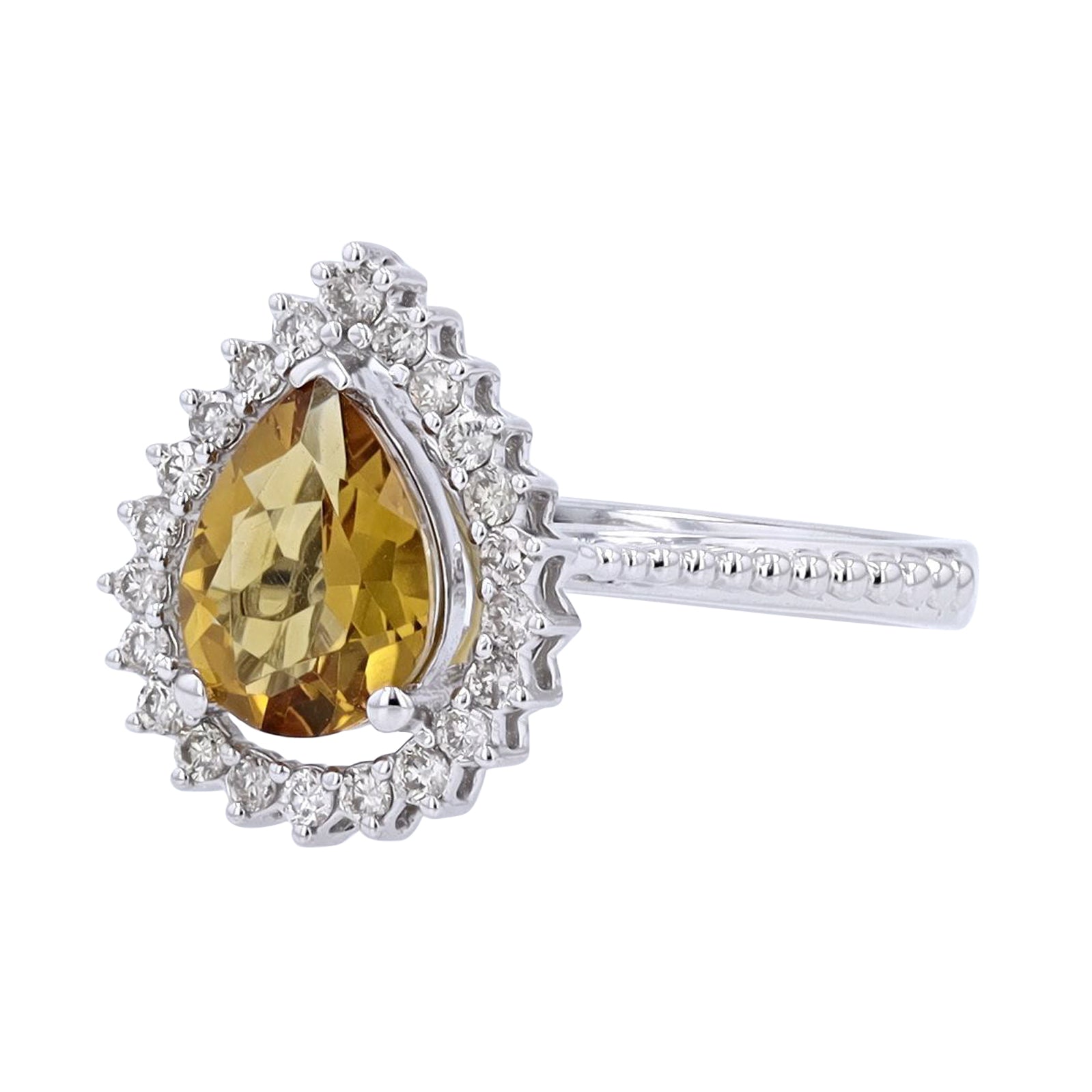10K WG Pear Cut Gemstone Center Ring<p><strong>More Colors Available</p></strong>