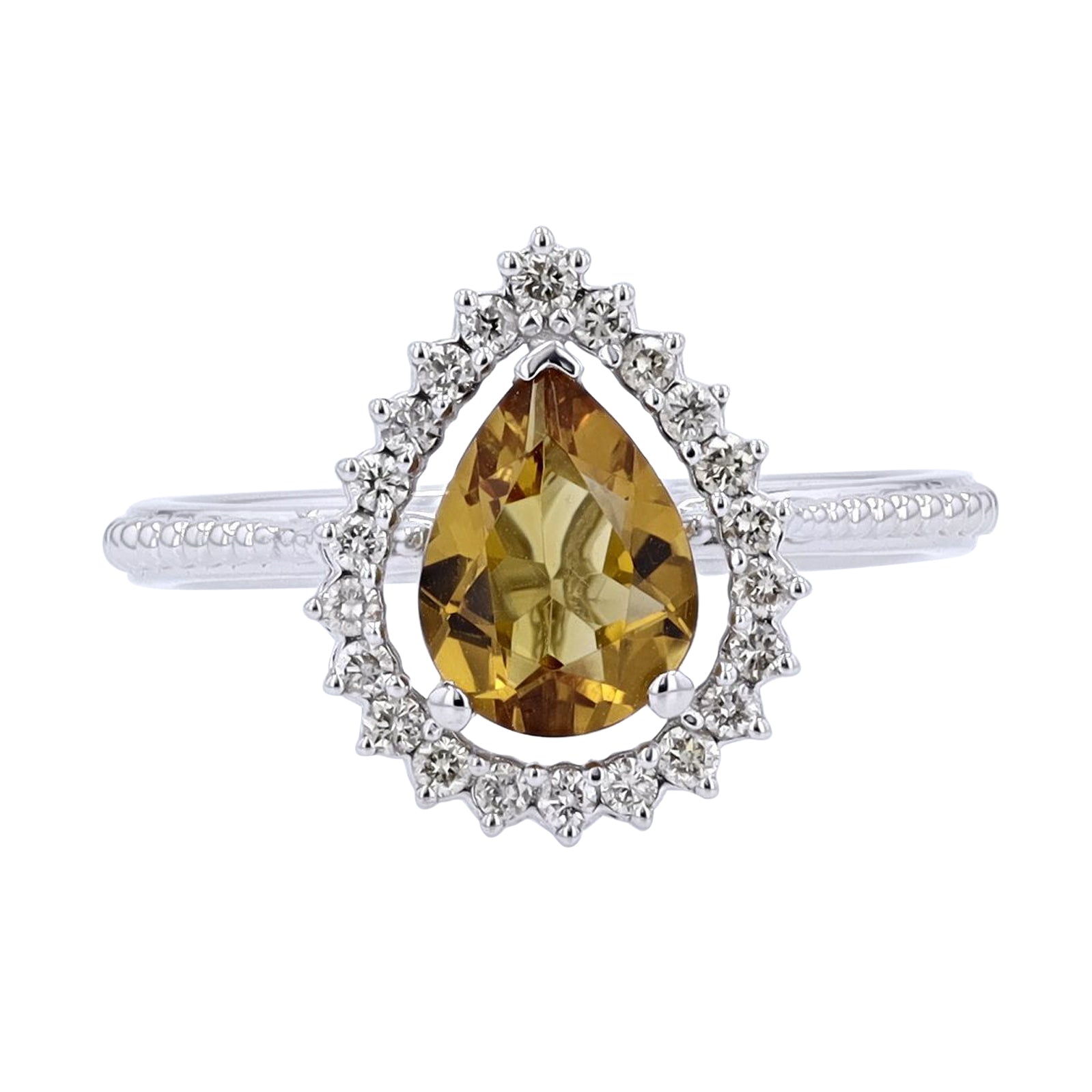 10K WG Pear Cut Gemstone Center Ring<p><strong>More Colors Available</p></strong>