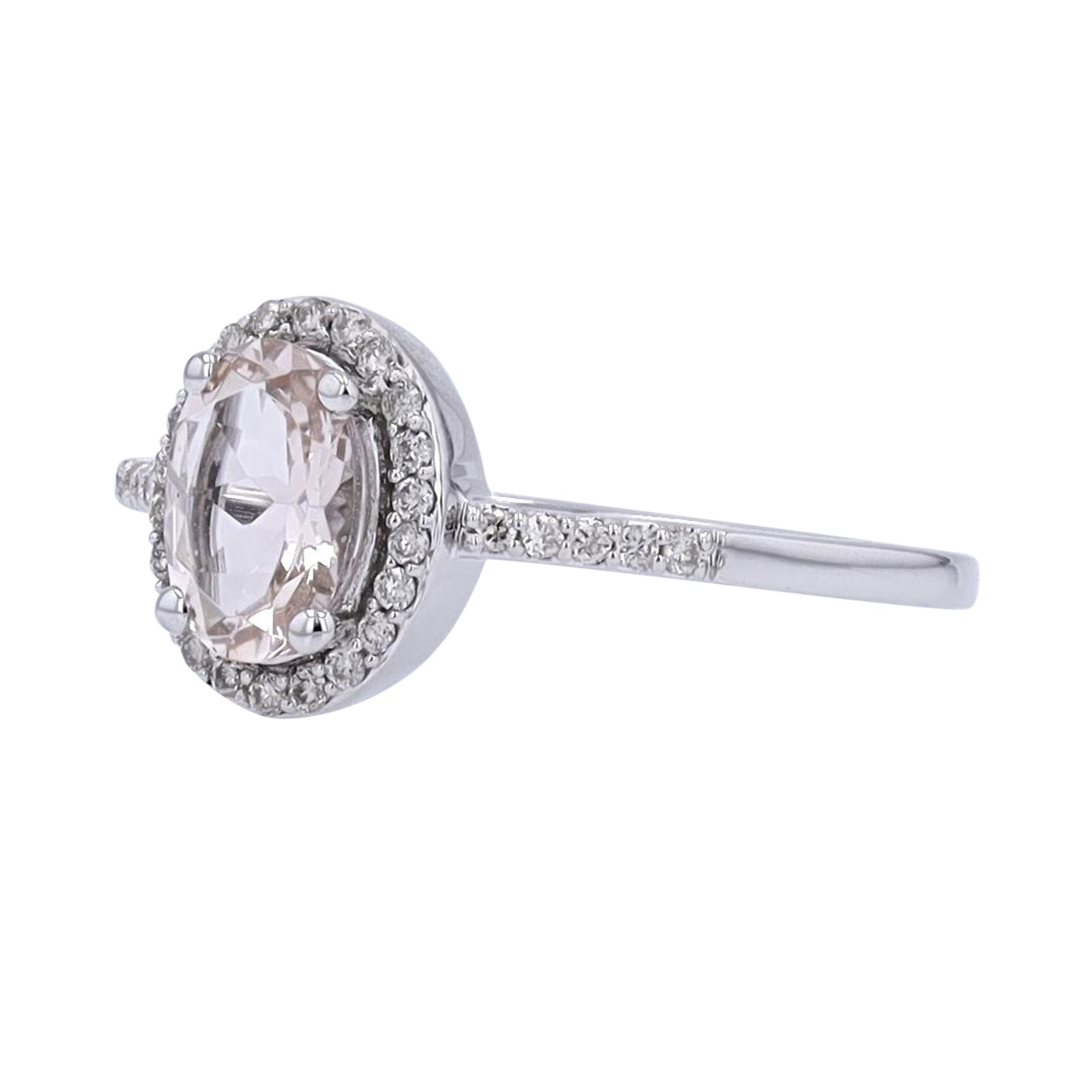 10K WG Oval Halo Gemstone Ring<p><strong>More Colors Available</p></strong>