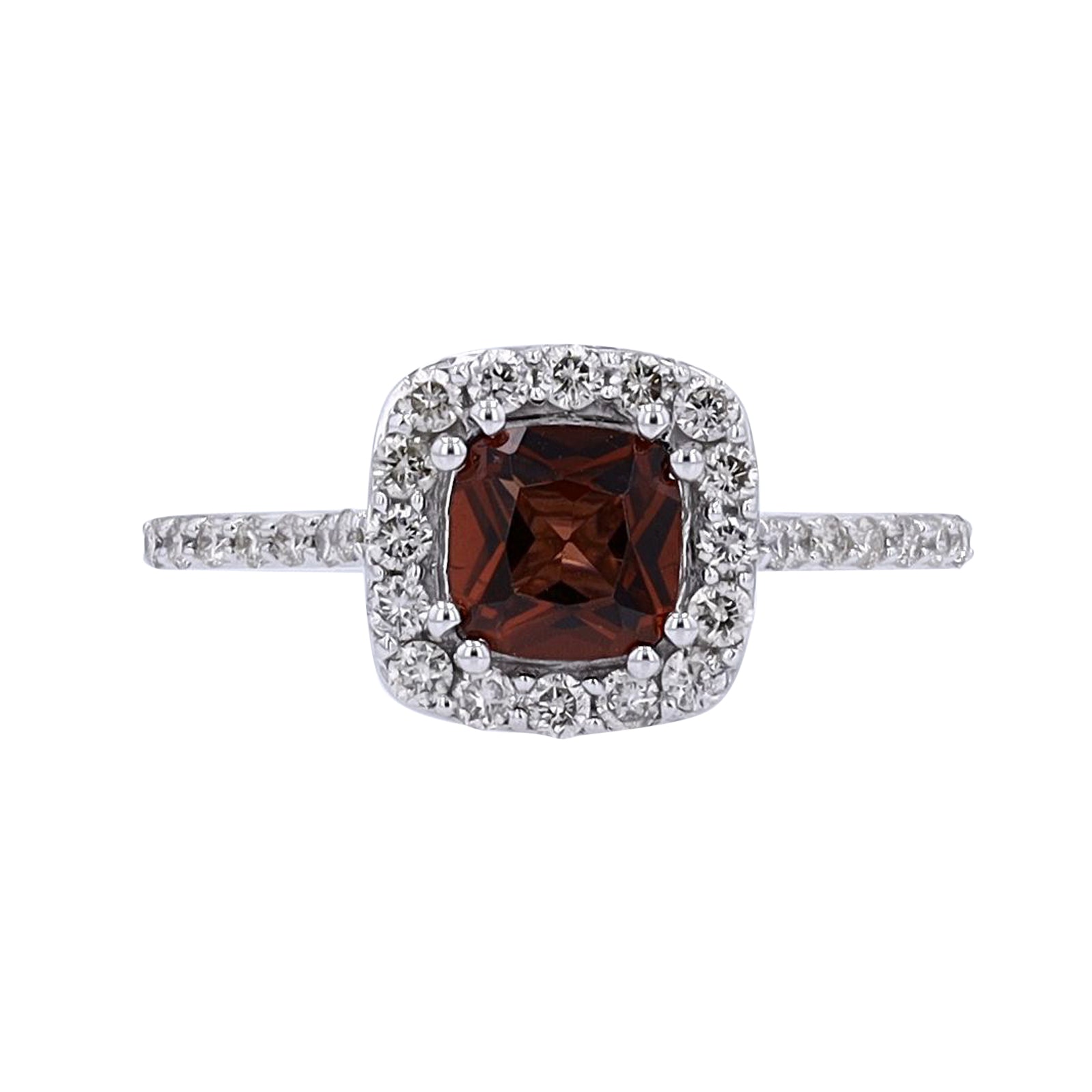 10K WG Garnet & Diamond Halo Ring