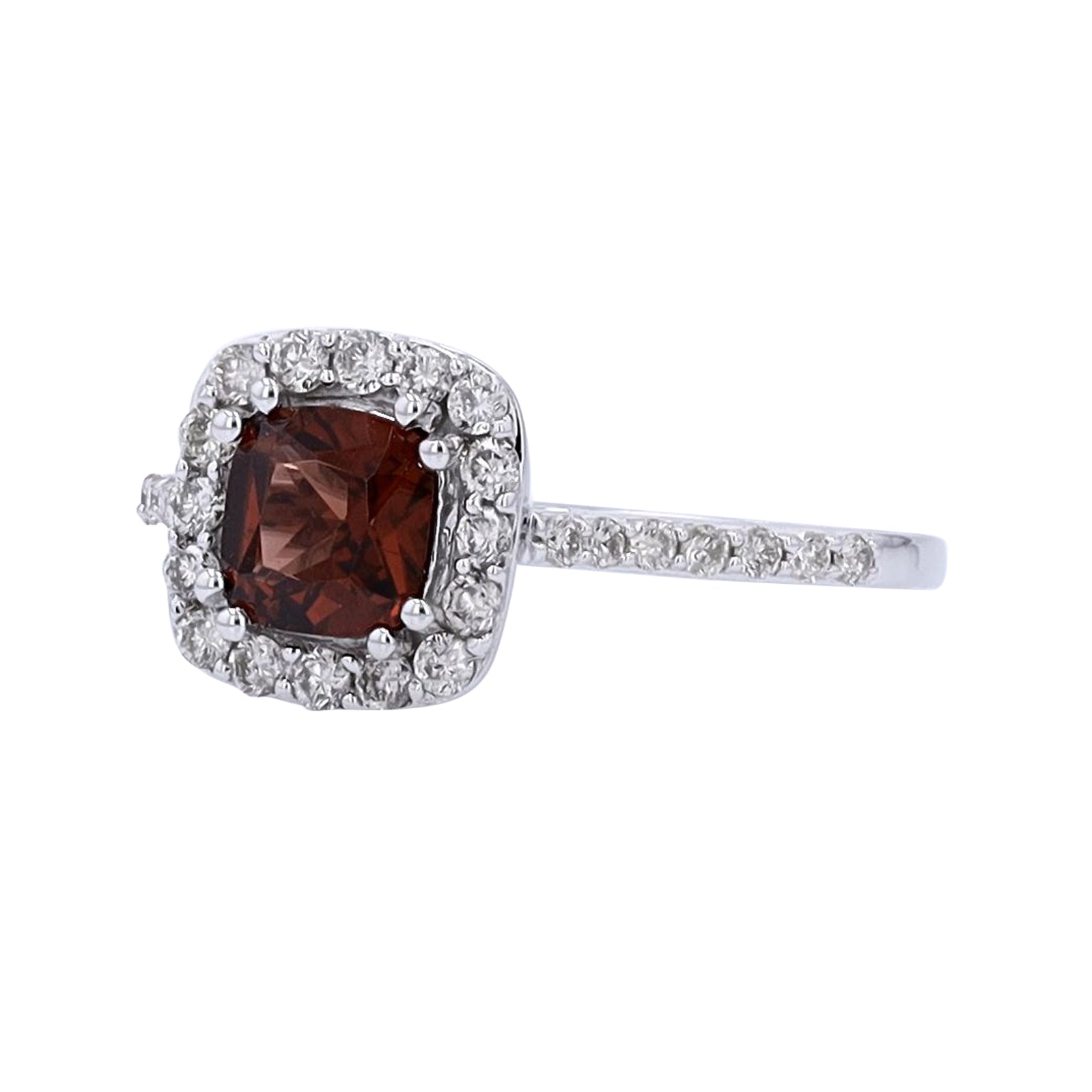 10K WG Garnet & Diamond Halo Ring