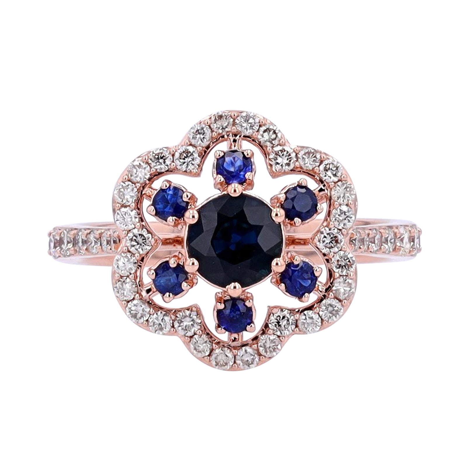 14K RG Sapphire Flower Ring