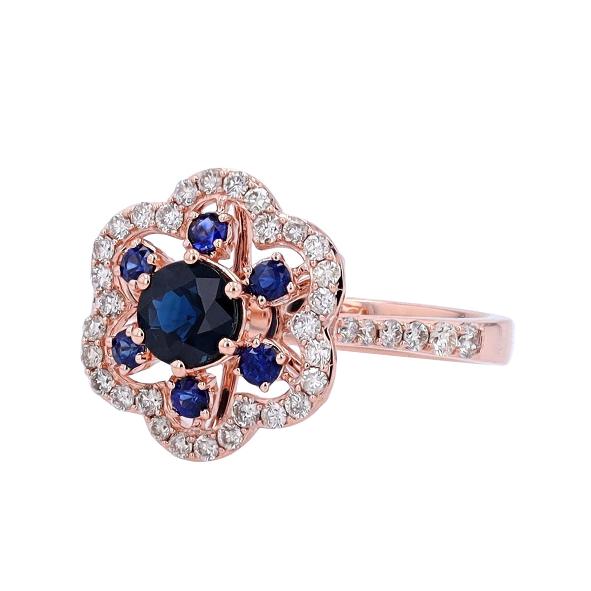 14K RG Sapphire Flower Ring