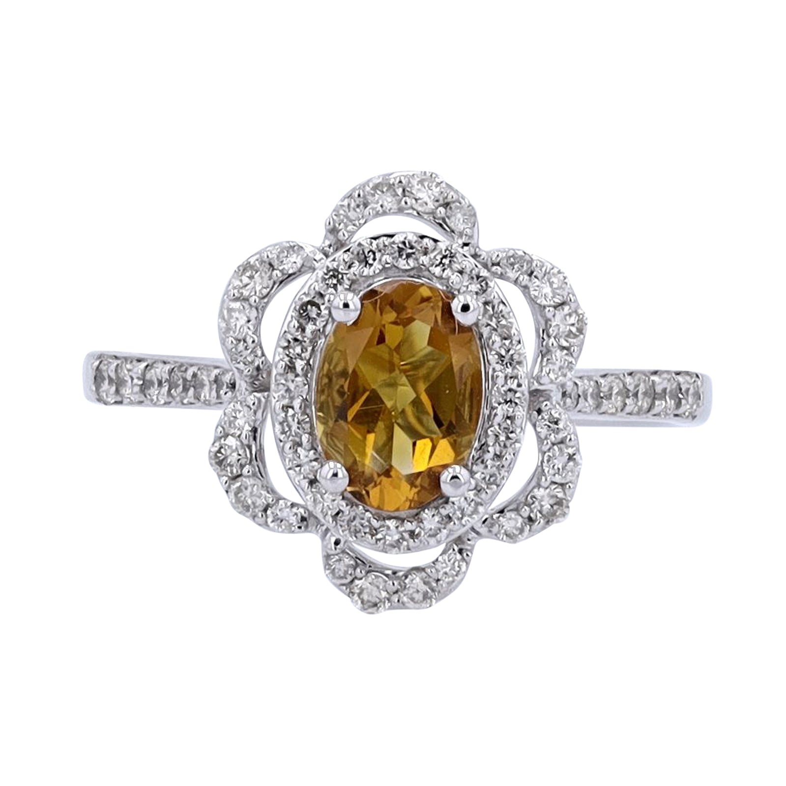 10K Oval Gemstone Flower Ring<p><strong>More Colors Available</p></strong>