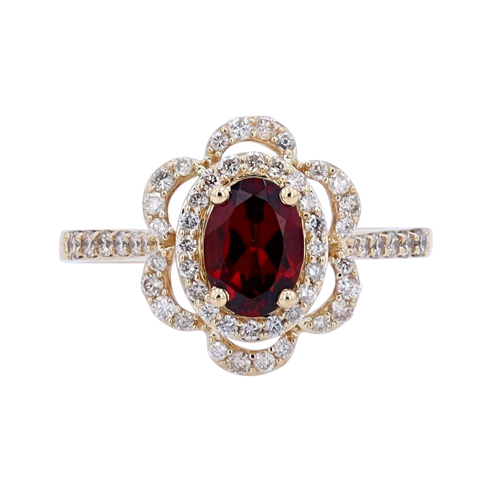 10K Oval Gemstone Flower Ring<p><strong>More Colors Available</p></strong>
