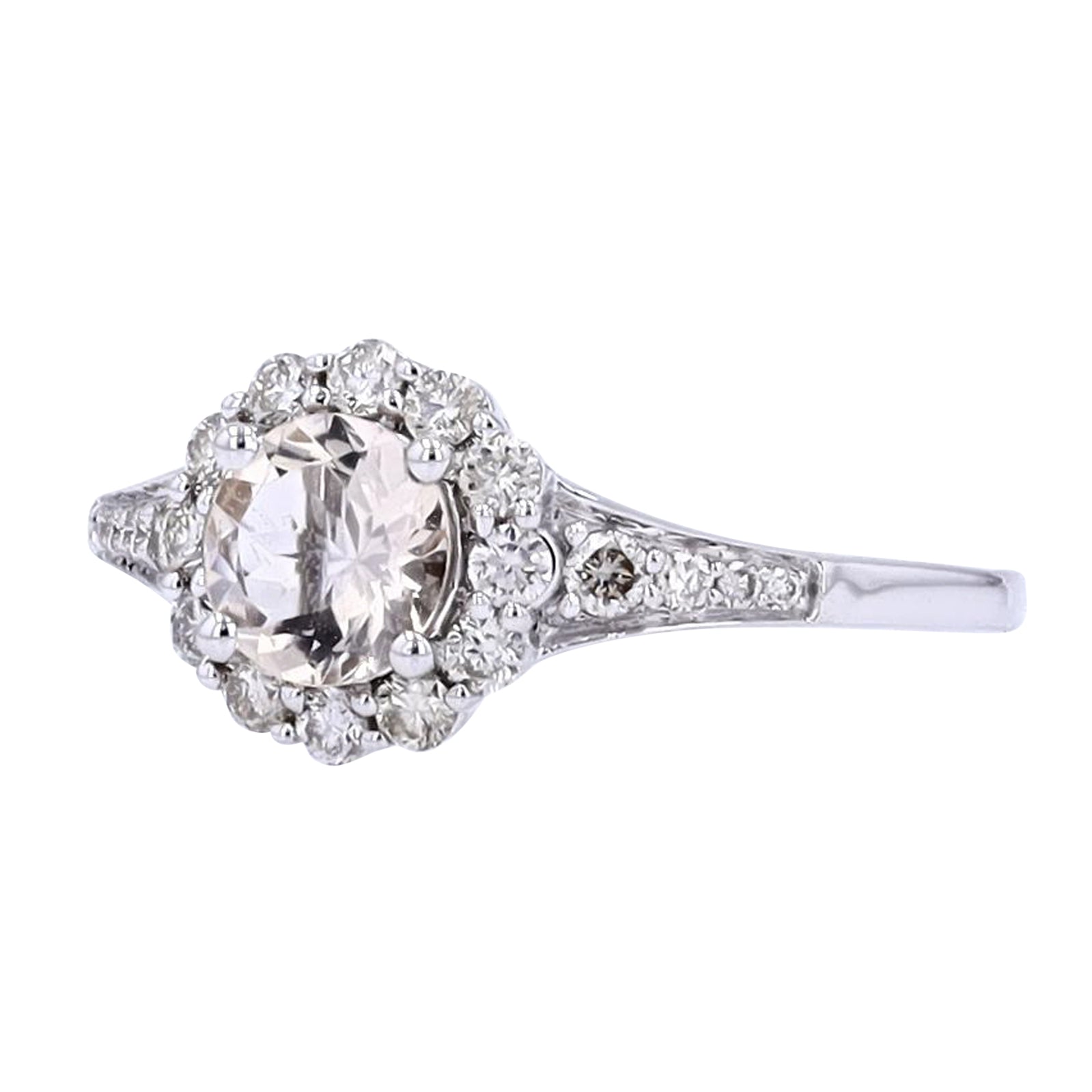 10K WG Gemstone Halo Ring<p><strong>More Colors Available</p></strong>