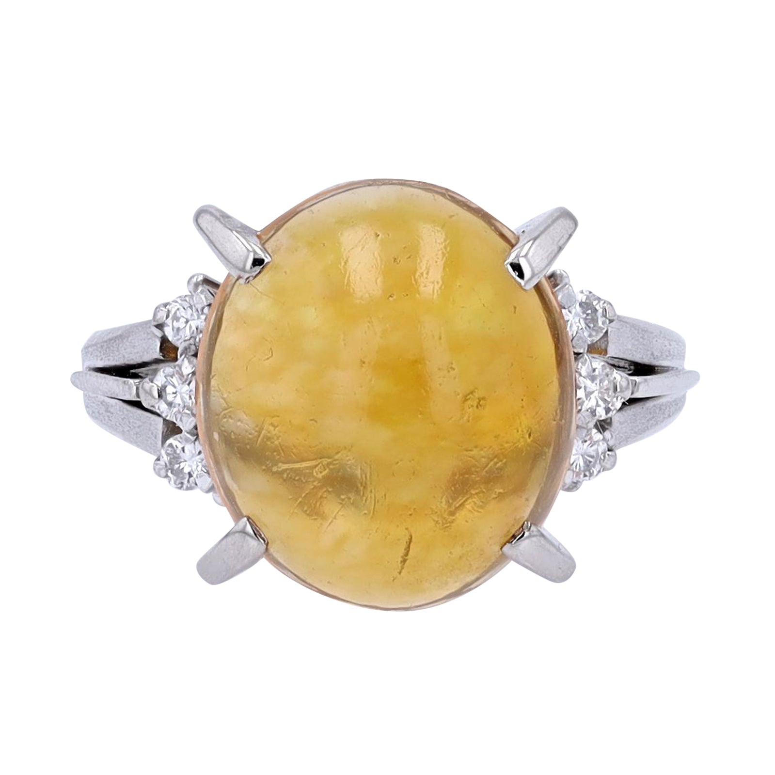 Platinum Oval Fire Opal Ring