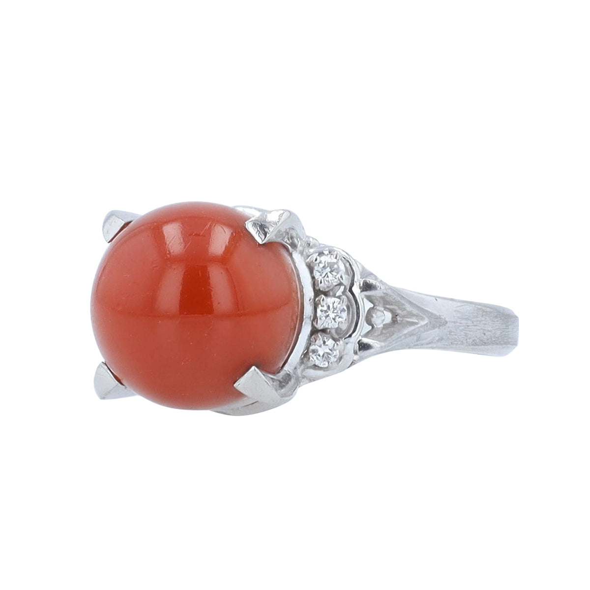 PT900 8.92 CT Coral Ring