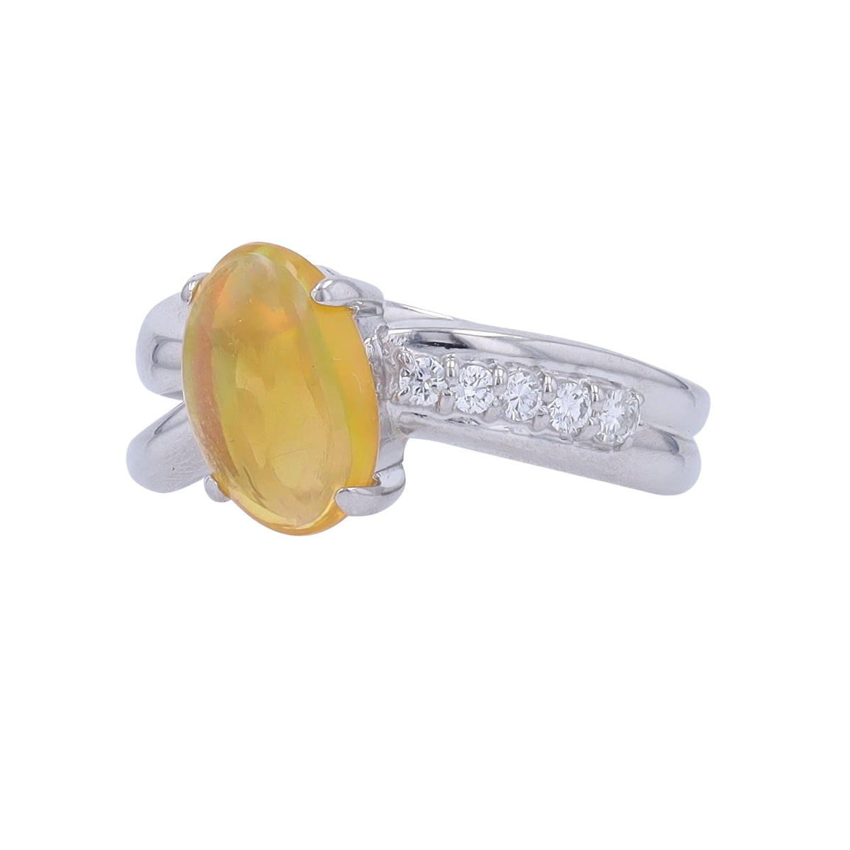 PT900 1.40 CT Oval Fire Opal Ring