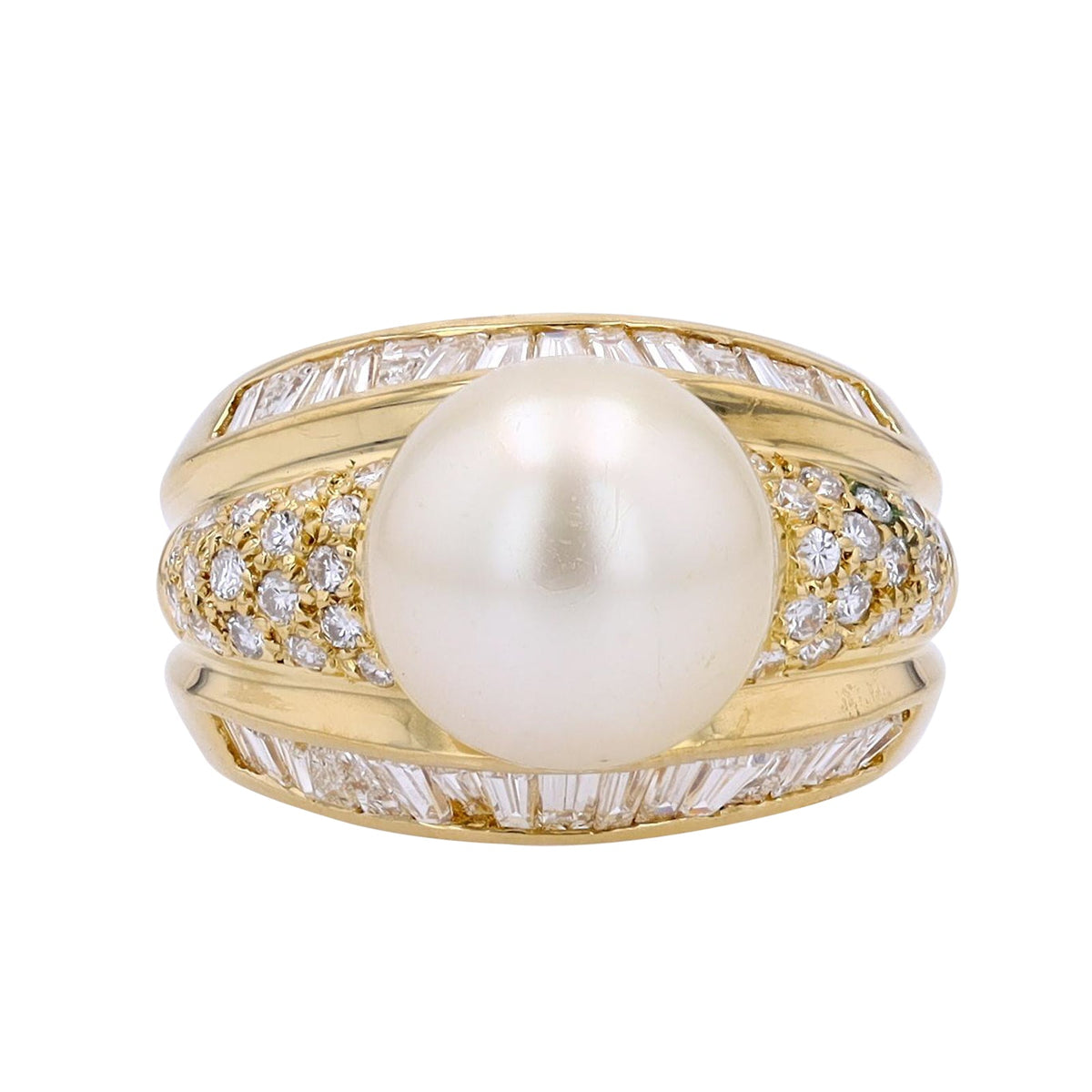 18K YG Saltwater Pearl Center Ring