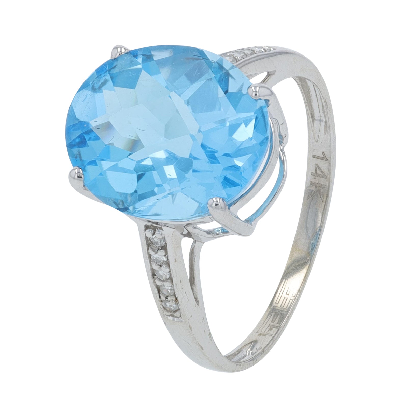 14K EFFY WG 5.95 CT Blue Topaz Ring