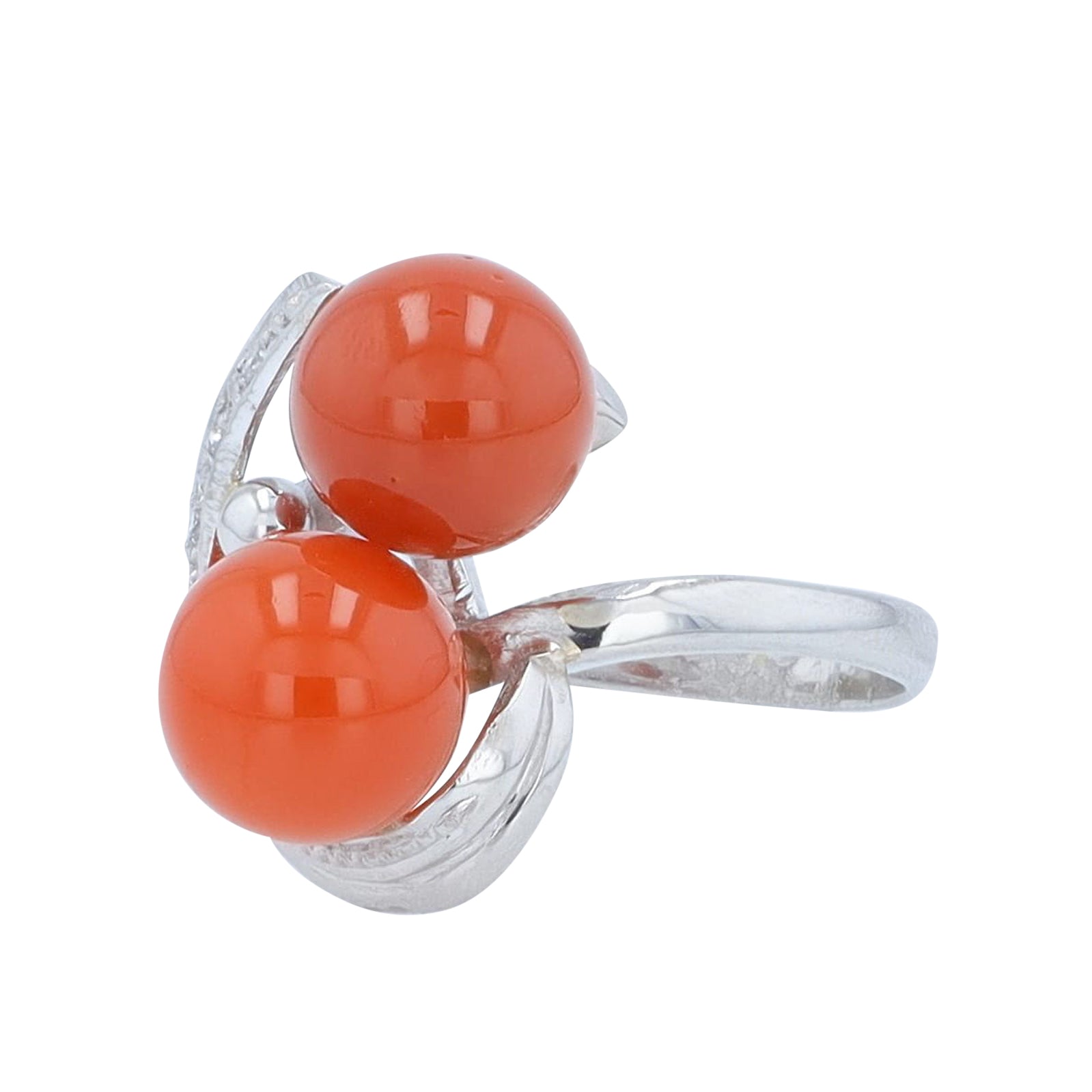 PT900 Coral Bead Ring