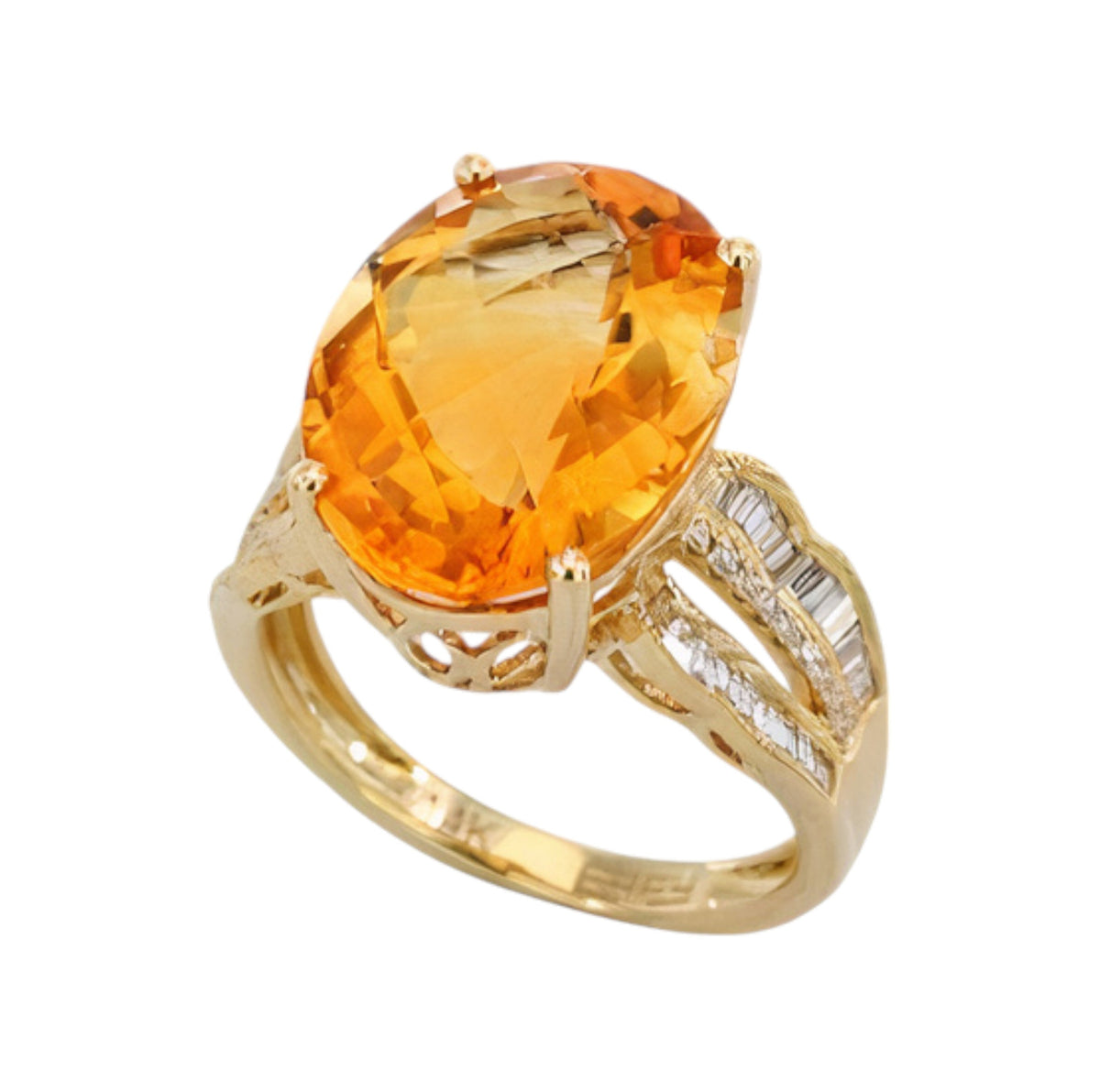 14K EFFY YG 9.10 CT Citrine Center Ring