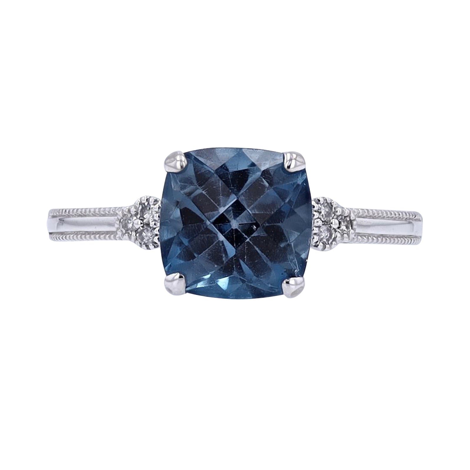 14K WG Cushion Cut Gemstone Ring<p><strong>More Colors Available</p></strong>