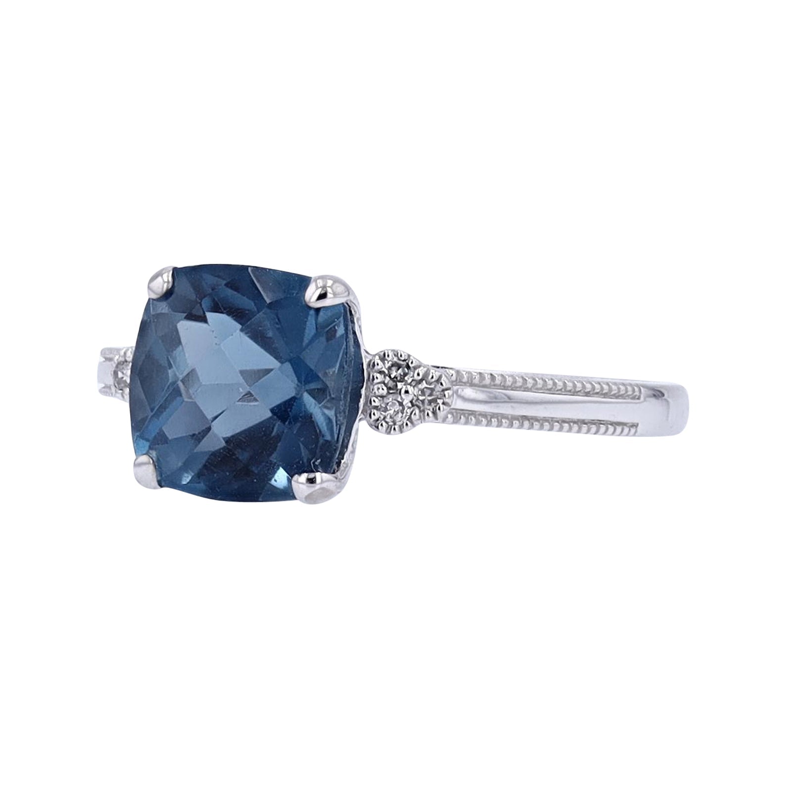 14K WG Cushion Cut Gemstone Ring<p><strong>More Colors Available</p></strong>
