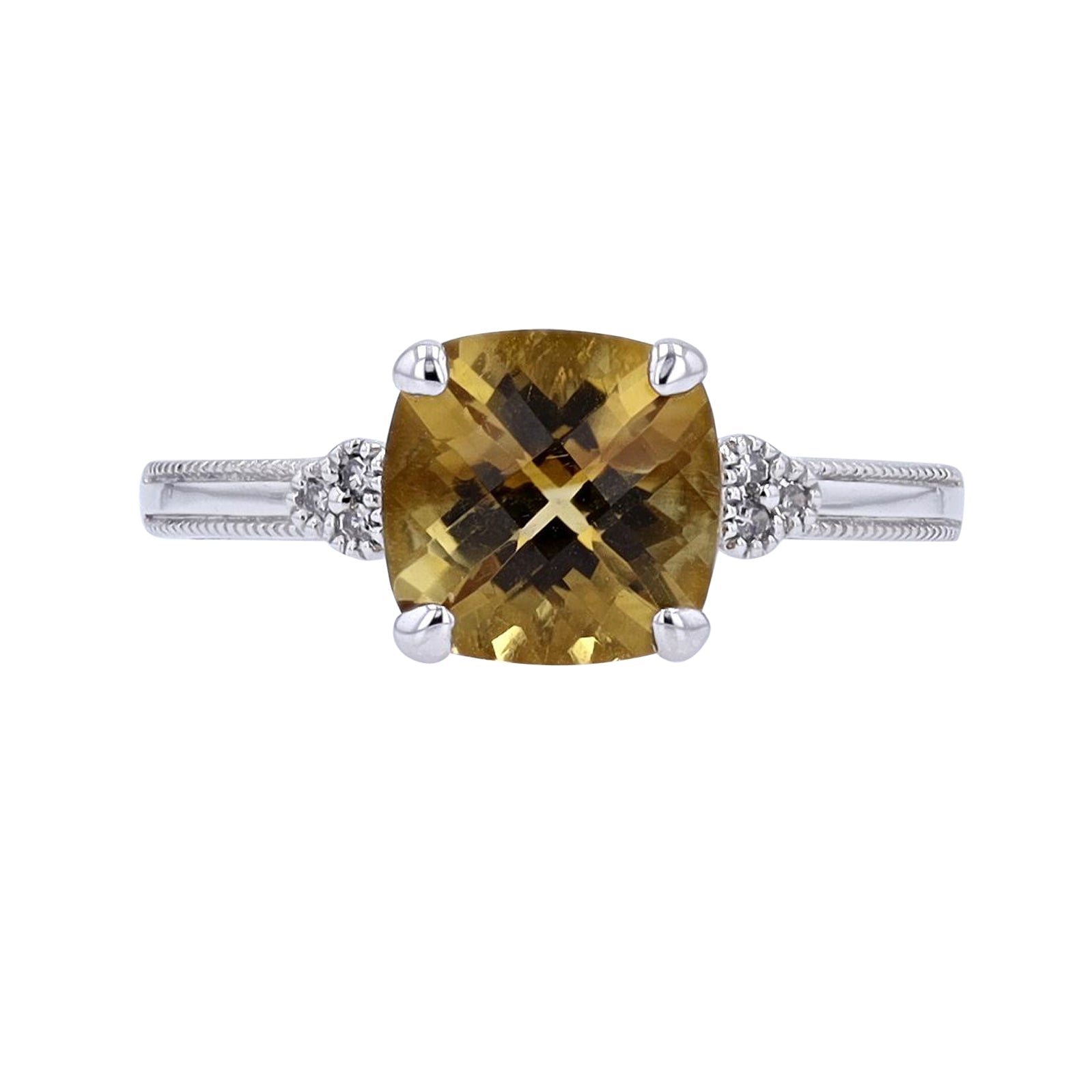 14K WG Cushion Cut Gemstone Ring<p><strong>More Colors Available</p></strong>