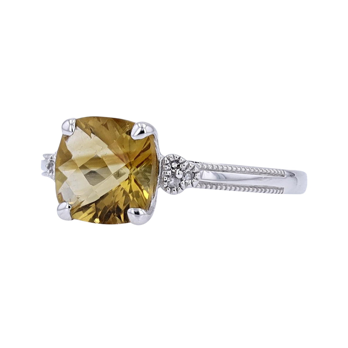 14K WG Cushion Cut Gemstone Ring<p><strong>More Colors Available</p></strong>