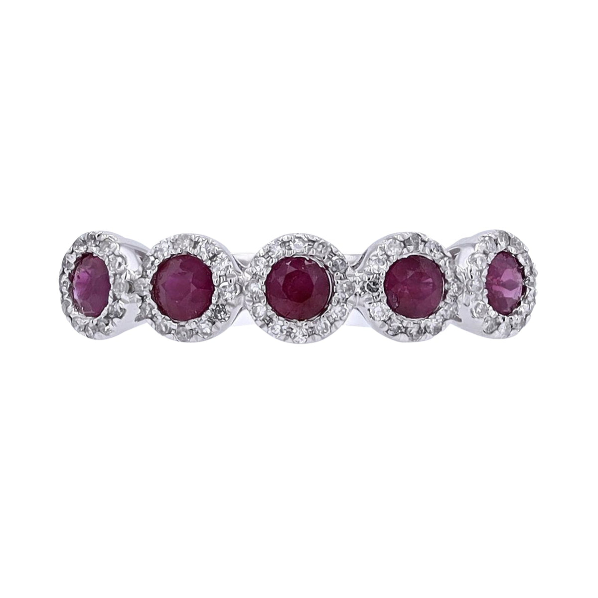 14K WG Gemstone Halo Stackable Band<p><strong>More Colors Available</p></strong>