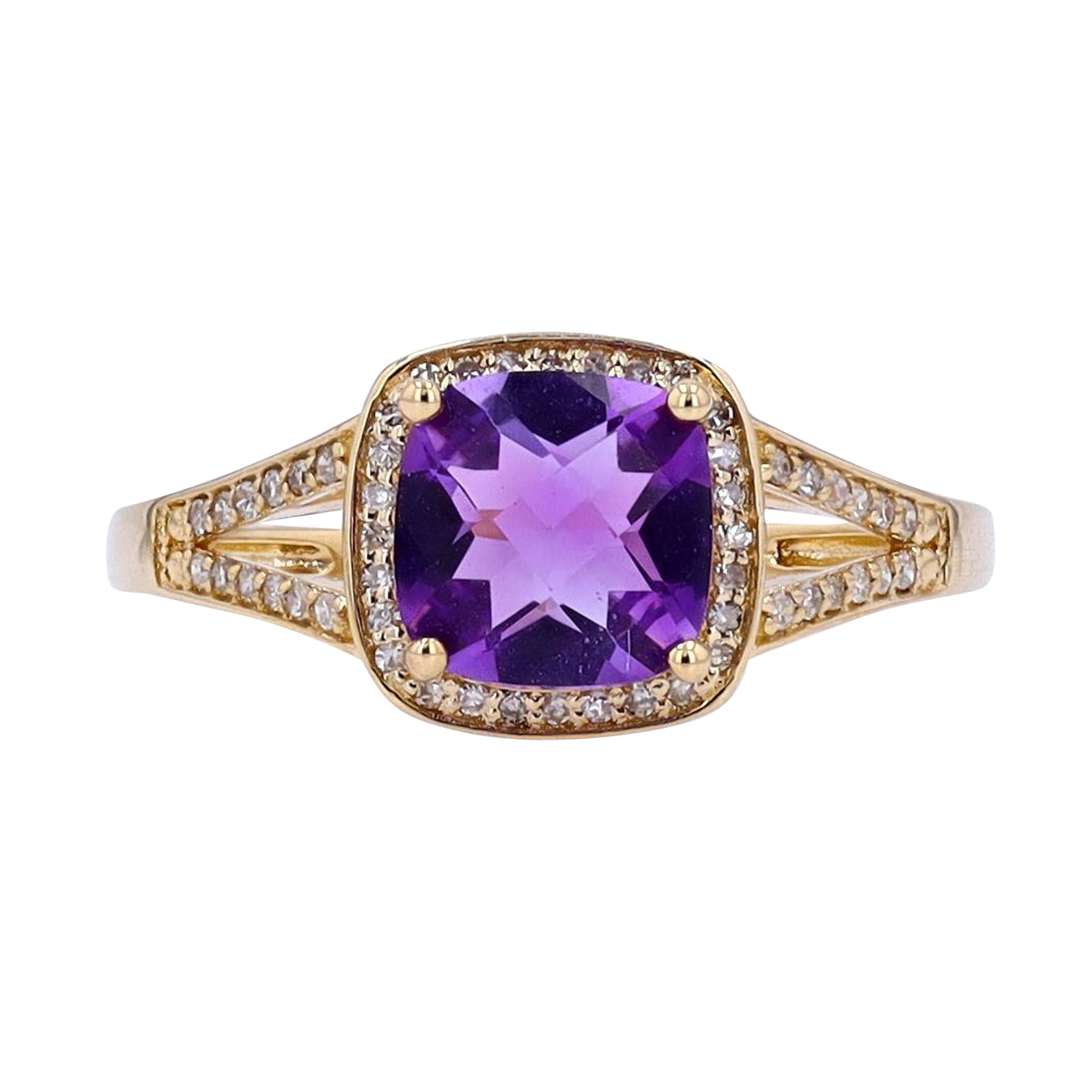 14K Cushion Cut Halo Gemstone Ring<p><strong>More Colors Available</p></strong>