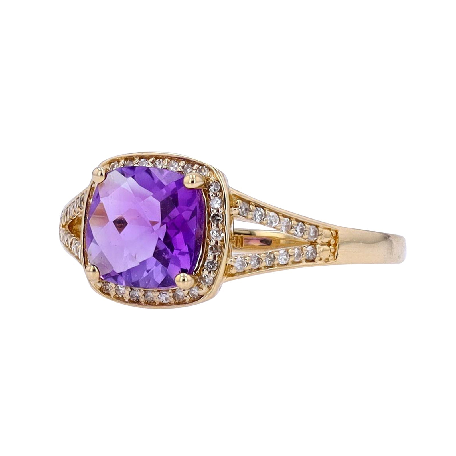 14K Cushion Cut Halo Gemstone Ring<p><strong>More Colors Available</p></strong>