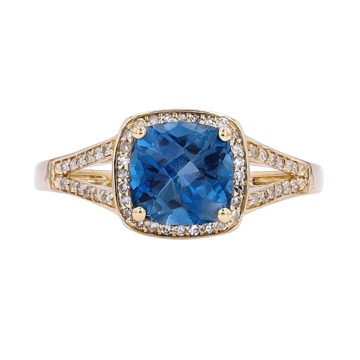 14K Cushion Cut Halo Gemstone Ring<p><strong>More Colors Available</p></strong>