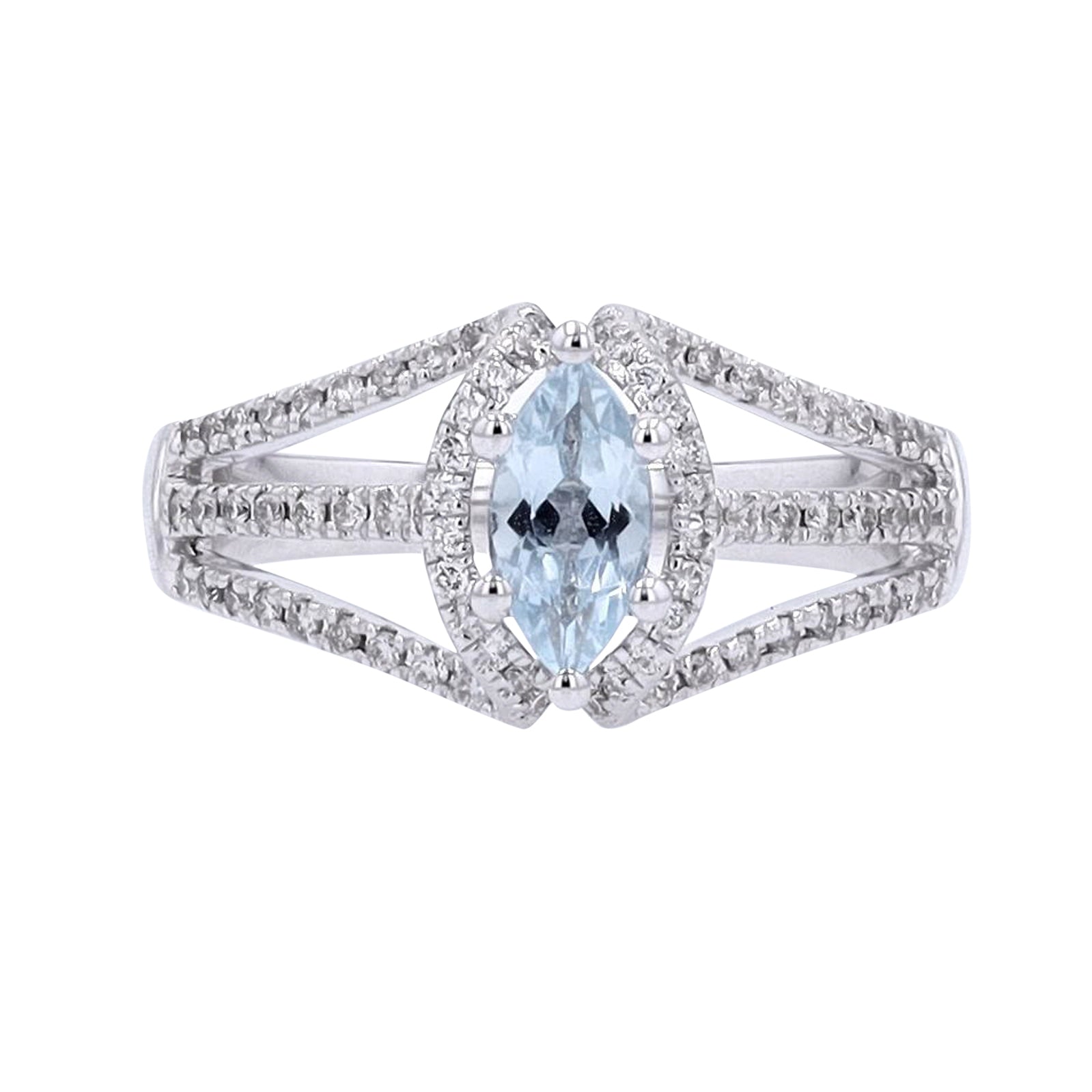 14K WG Aqua Marquise Center Ring