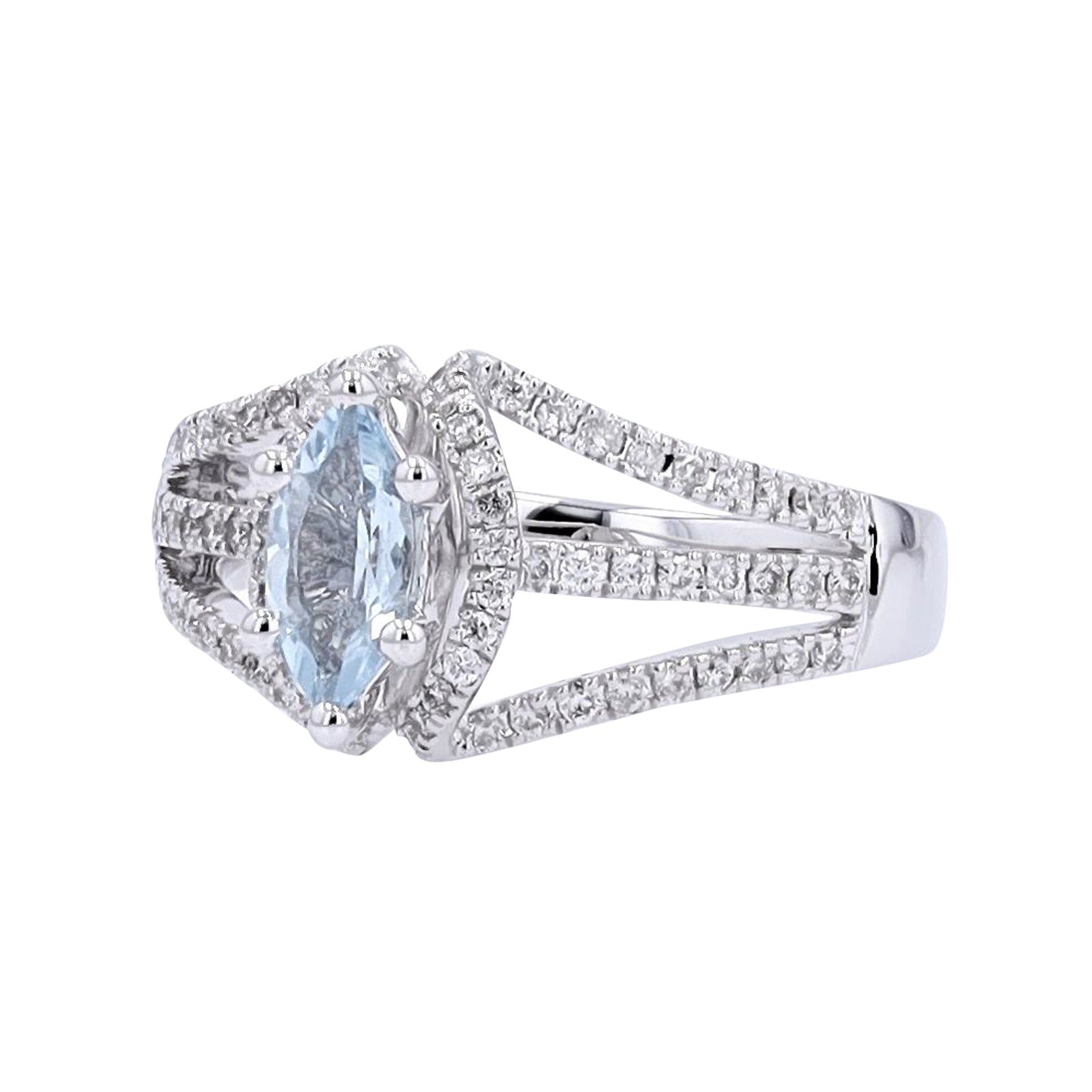 14K WG Aqua Marquise Center Ring
