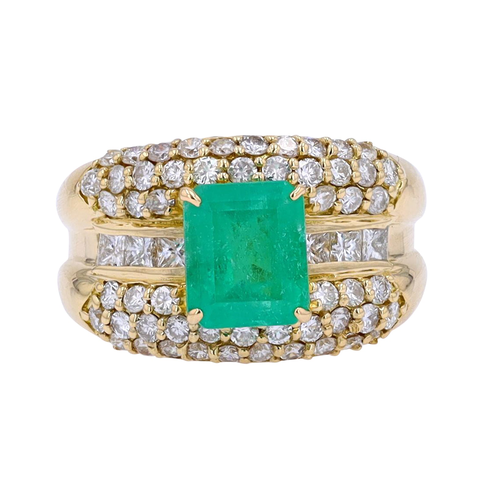 18K YG 1.98 CT Colombian Emerald Ring<p><strong>GIA Available</p></strong>