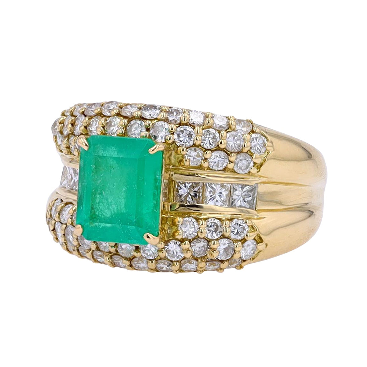 18K YG 1.98 CT Colombian Emerald Ring<p><strong>GIA Available</p></strong>