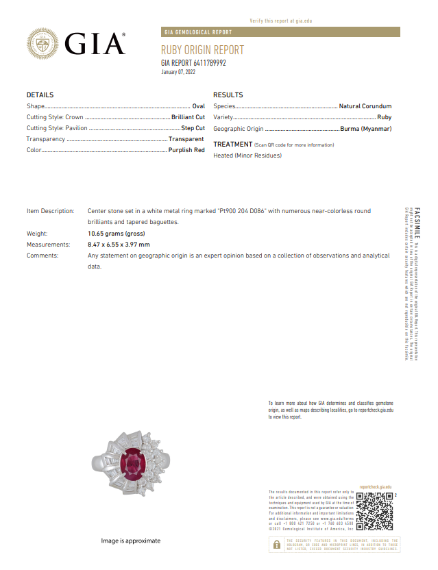 PT900 2.04 CT Burma Ruby Gemstone Ring<p><strong>GIA Available</p></strong>