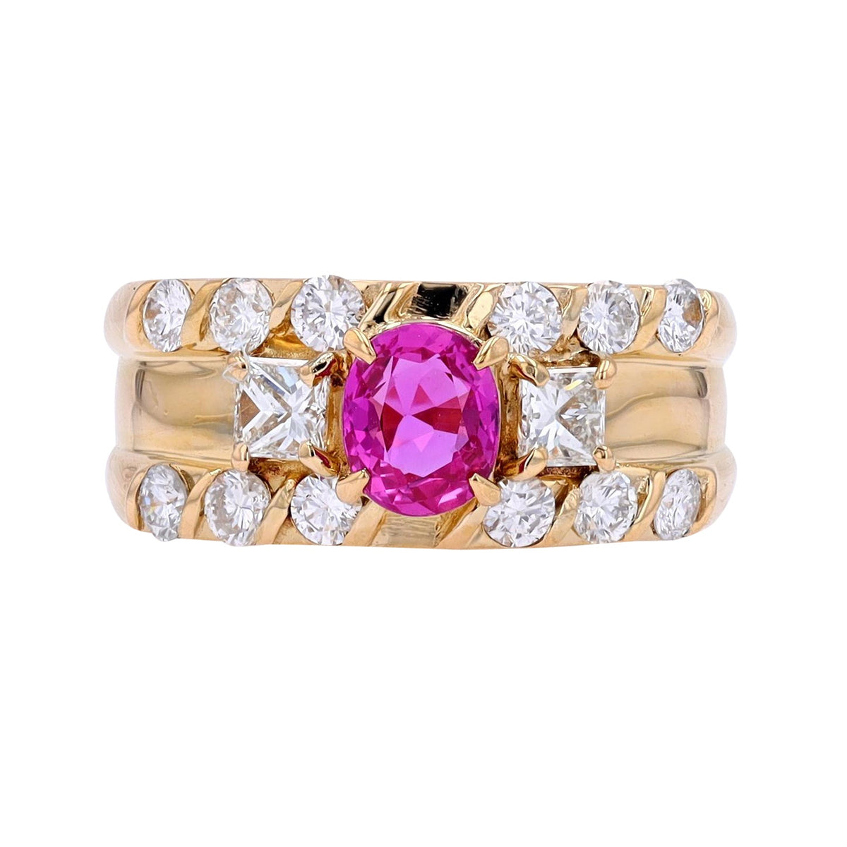 18K YG .70 CT Pink Sapphire Ring