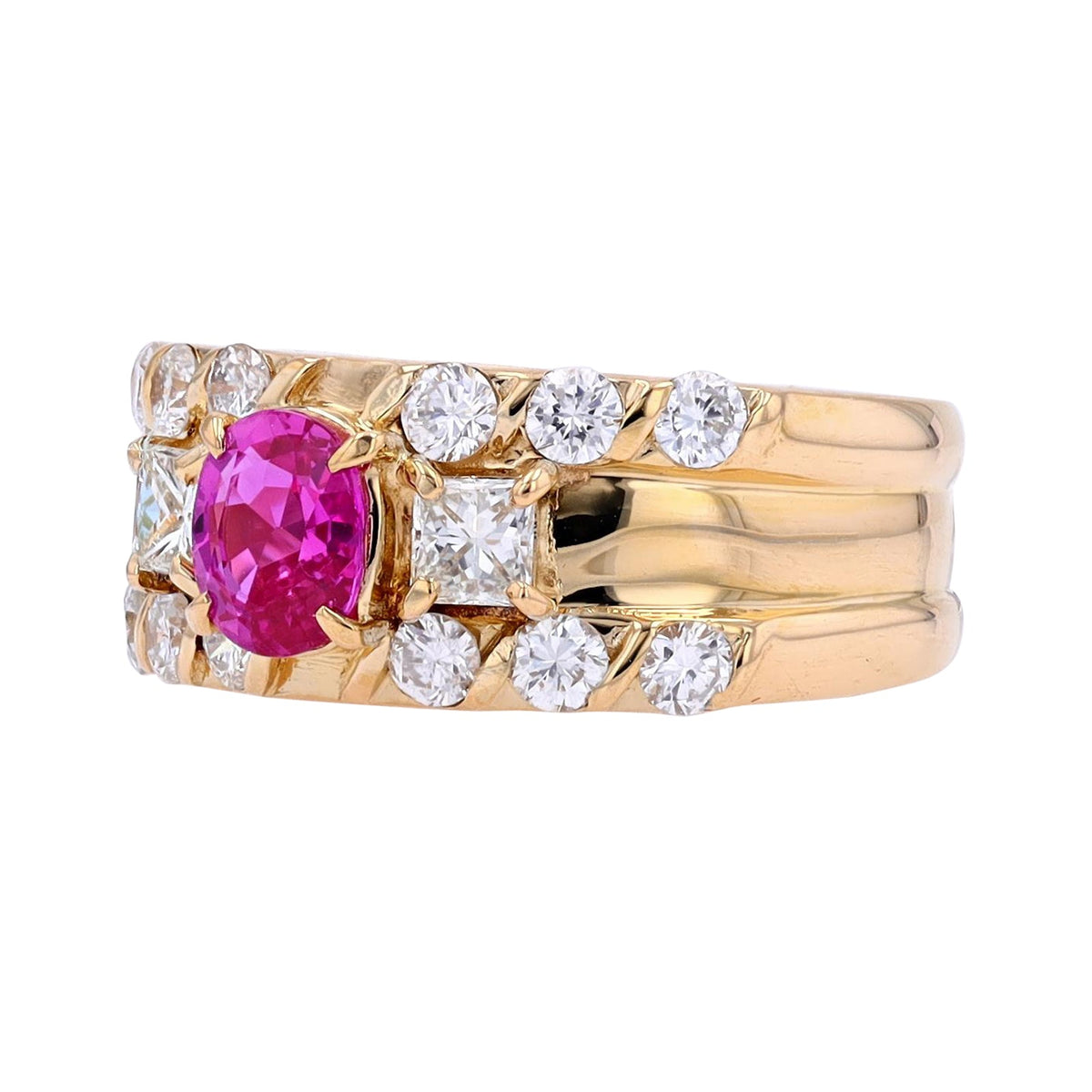 18K YG .70 CT Pink Sapphire Ring